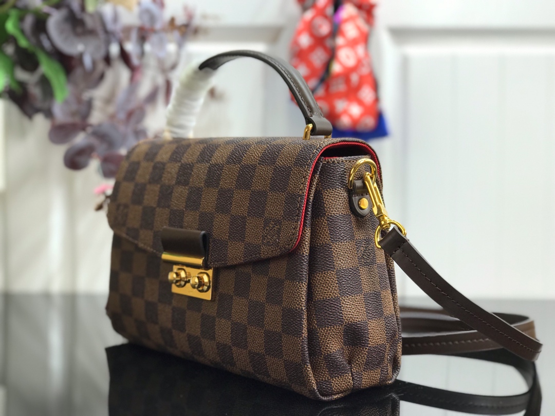Louis Vuitton Croisette Damier Ebene Shoulder Bag Brown Canvas