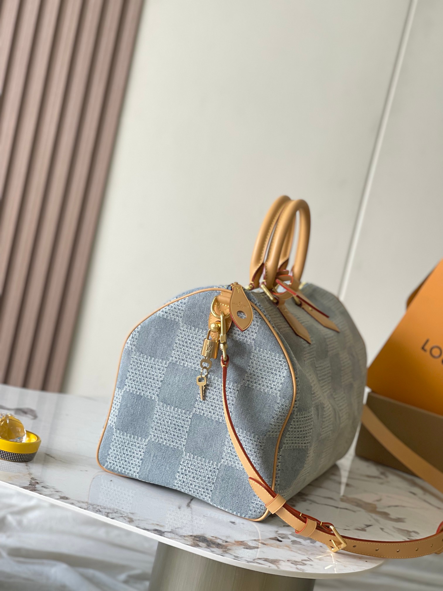 LOUIS VUITTON Damier Denim 3D Speedy Bandouliere 25 Bleu