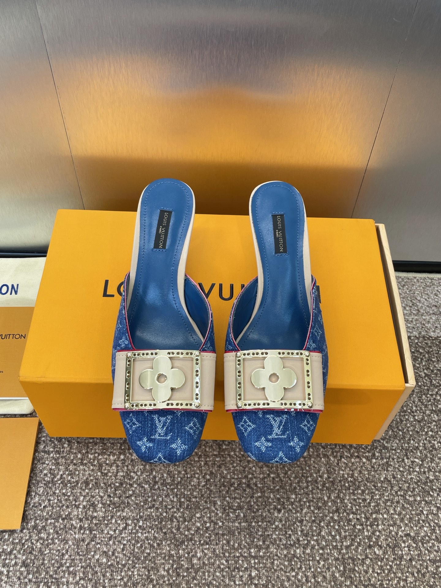 Louis Vuitton  Denim Monogram Ginger Mules Natural Sold Out