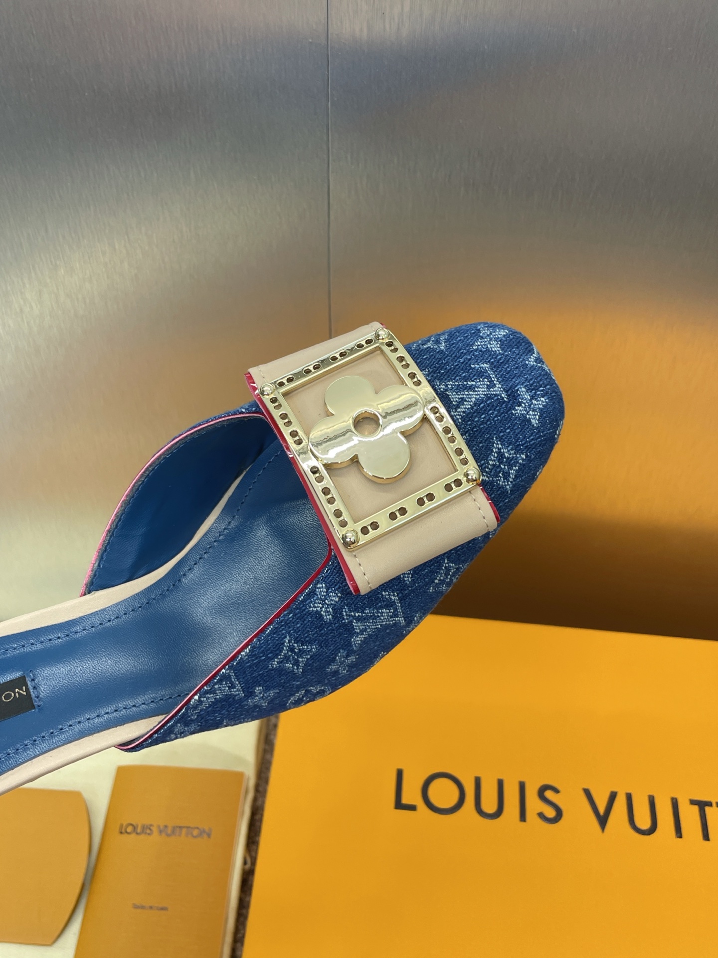 Louis Vuitton  Denim Monogram Ginger Mules Natural Sold Out