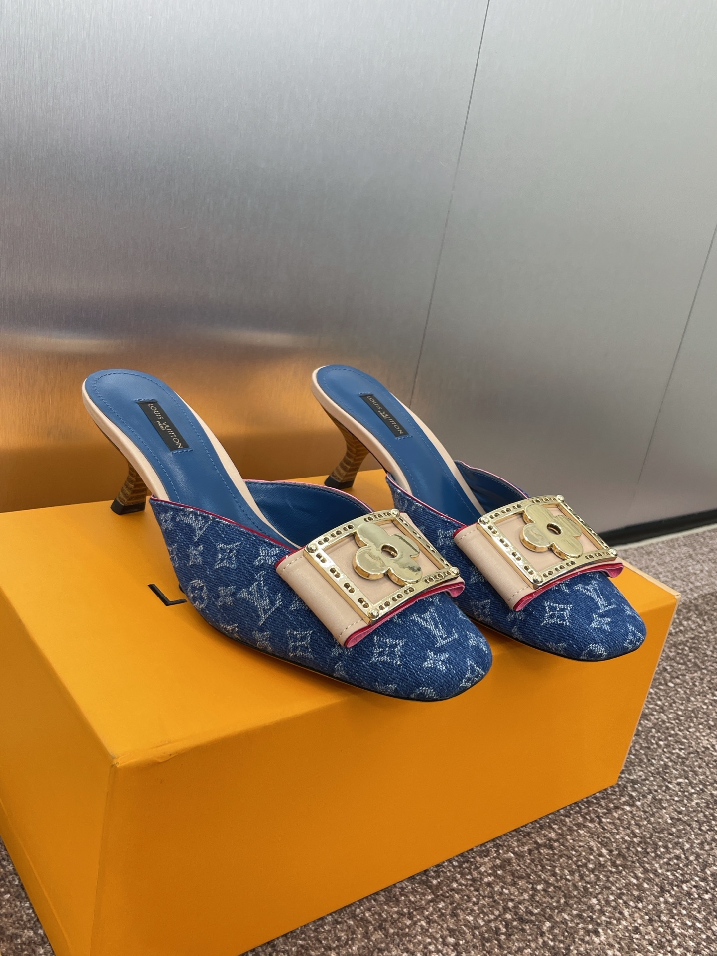 Louis Vuitton  Denim Monogram Ginger Mules Natural Sold Out