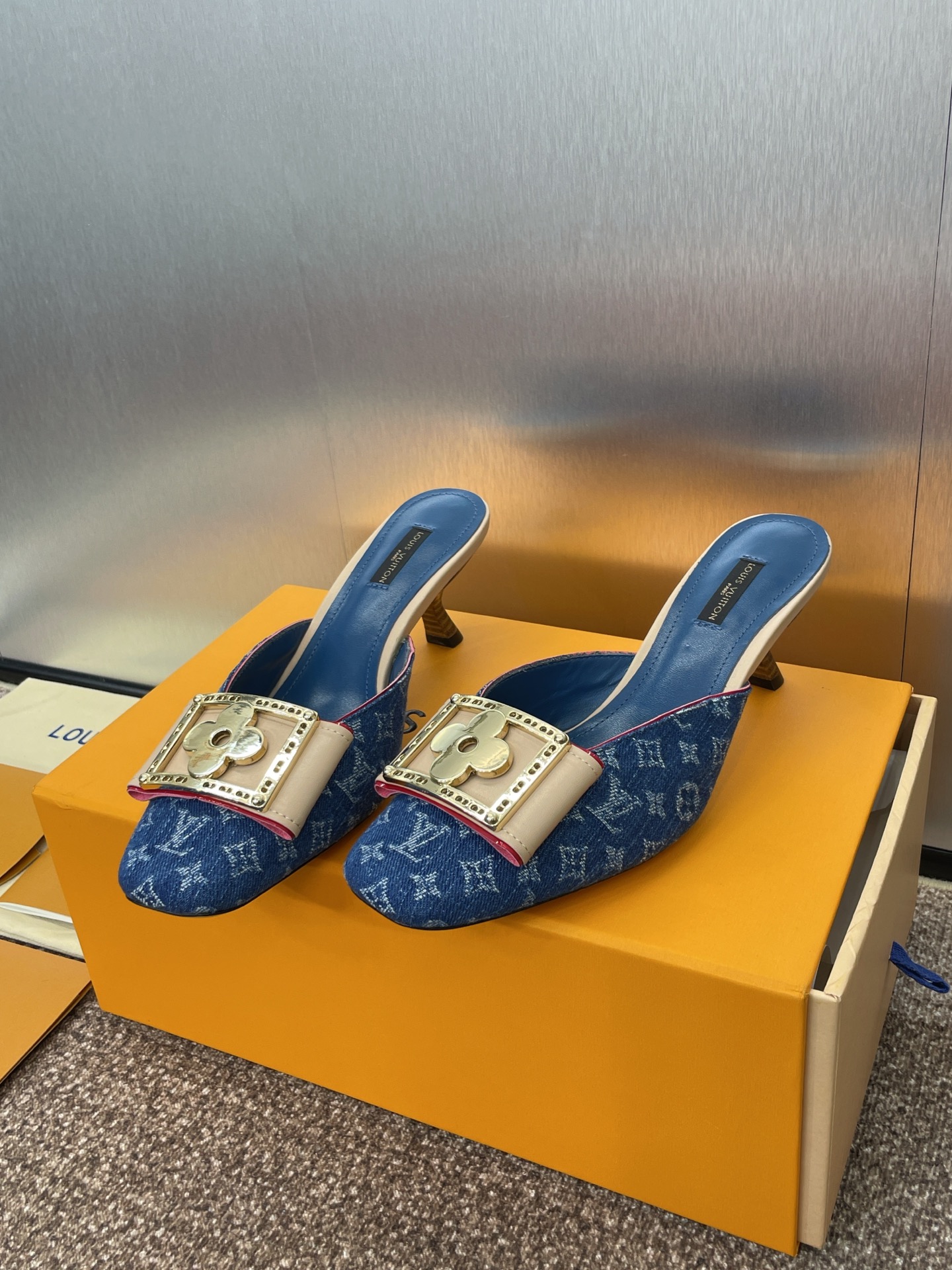 Louis Vuitton  Denim Monogram Ginger Mules Natural Sold Out