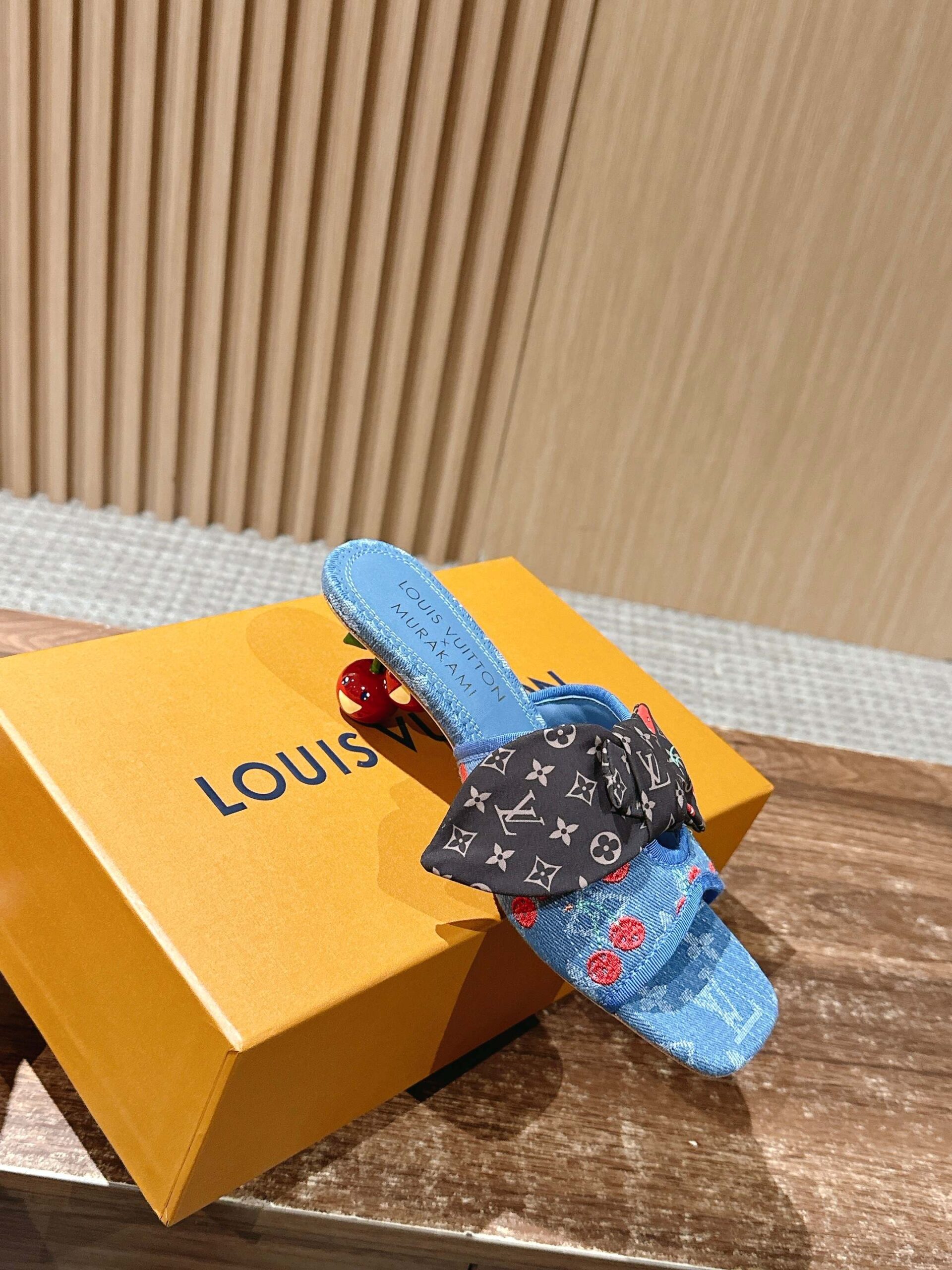 Louis Vuitton Denim Monogram Mule Heels