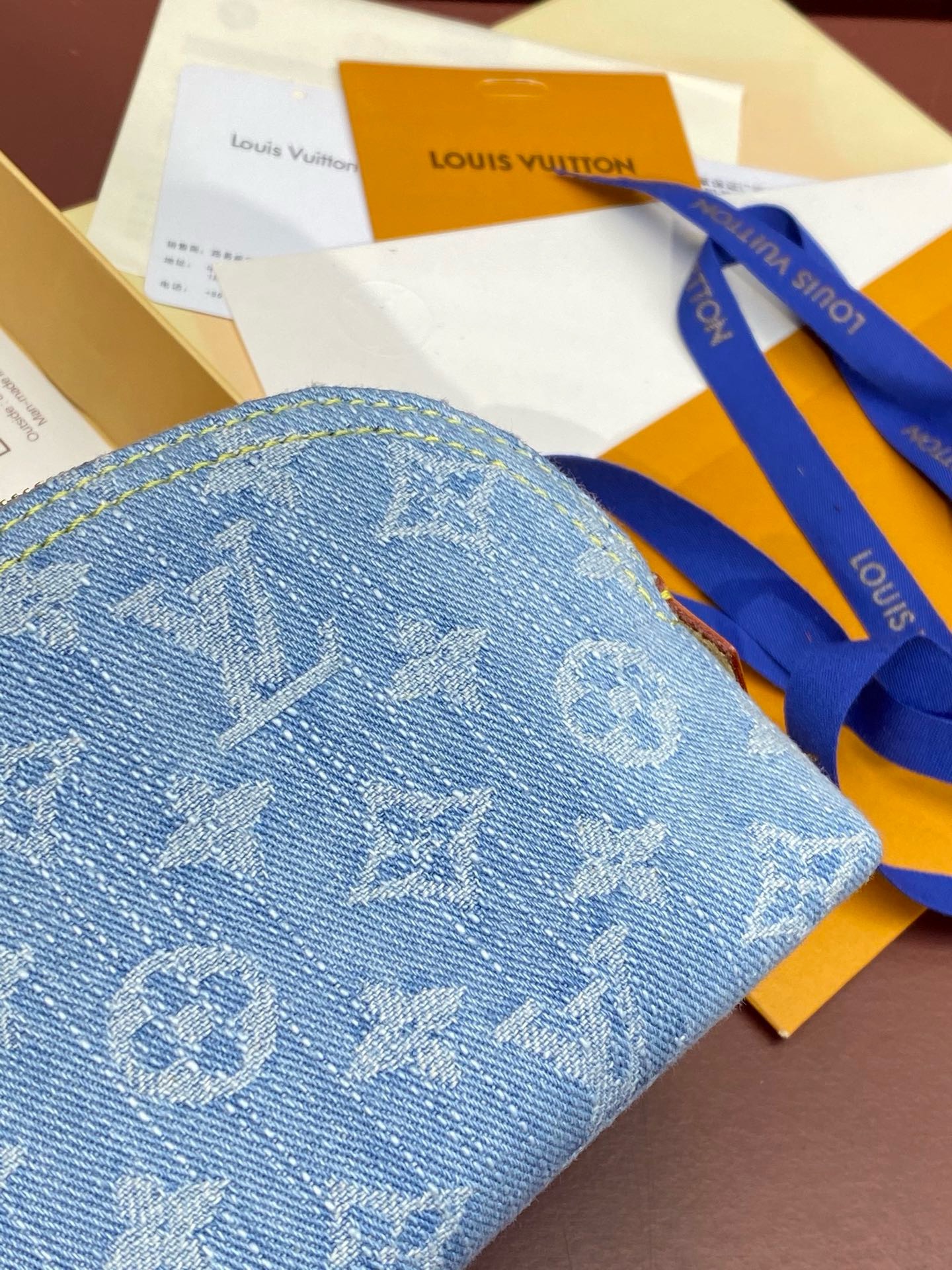 LOUIS VUITTON Denim Monogram Pochette Cosmetique PM Sky Blue