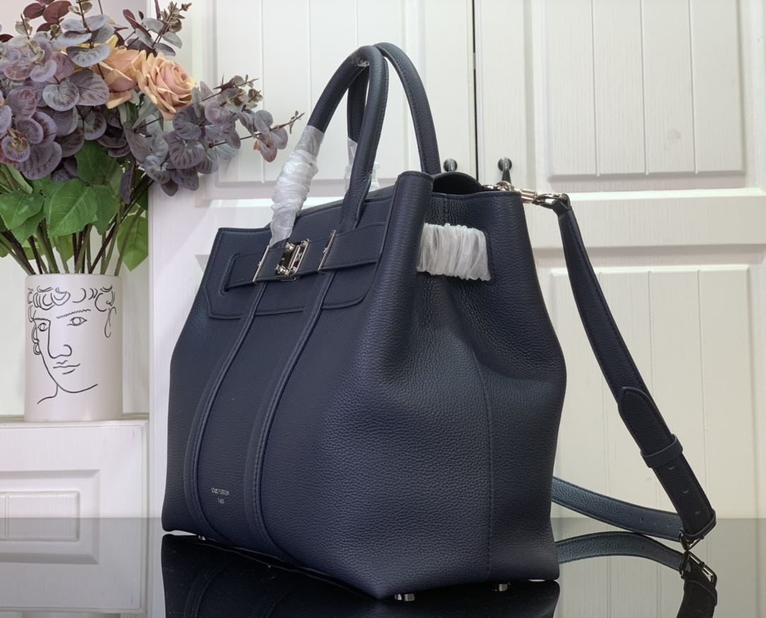 Louis Vuitton Georges Tote MM Bag Black Leather