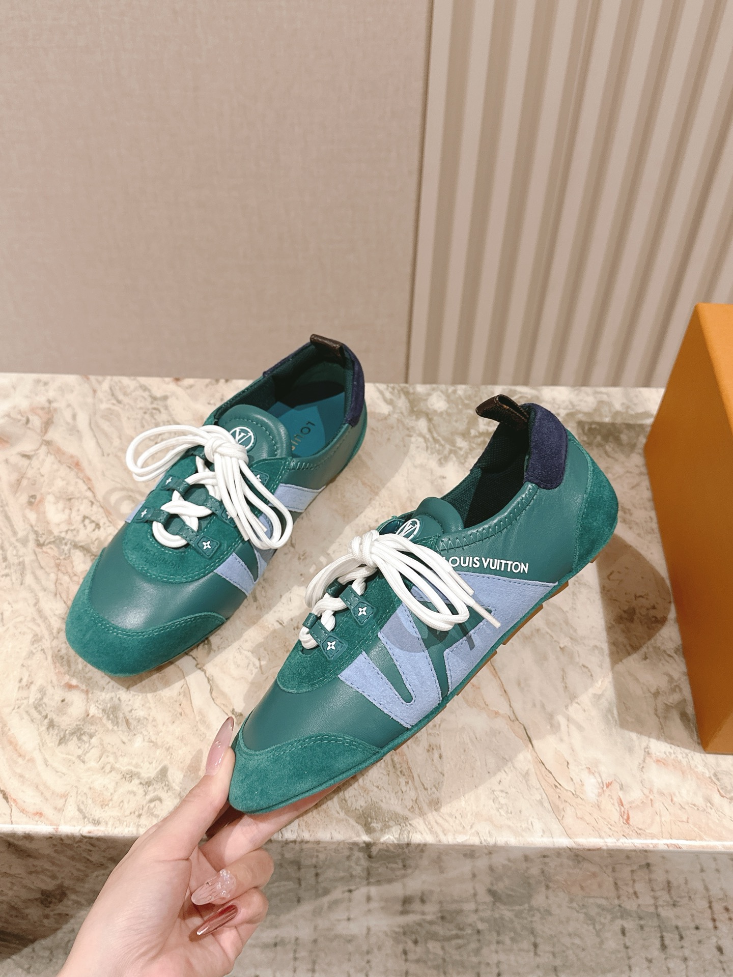 Louis Vuitton Green White Run Away Sneakers Women