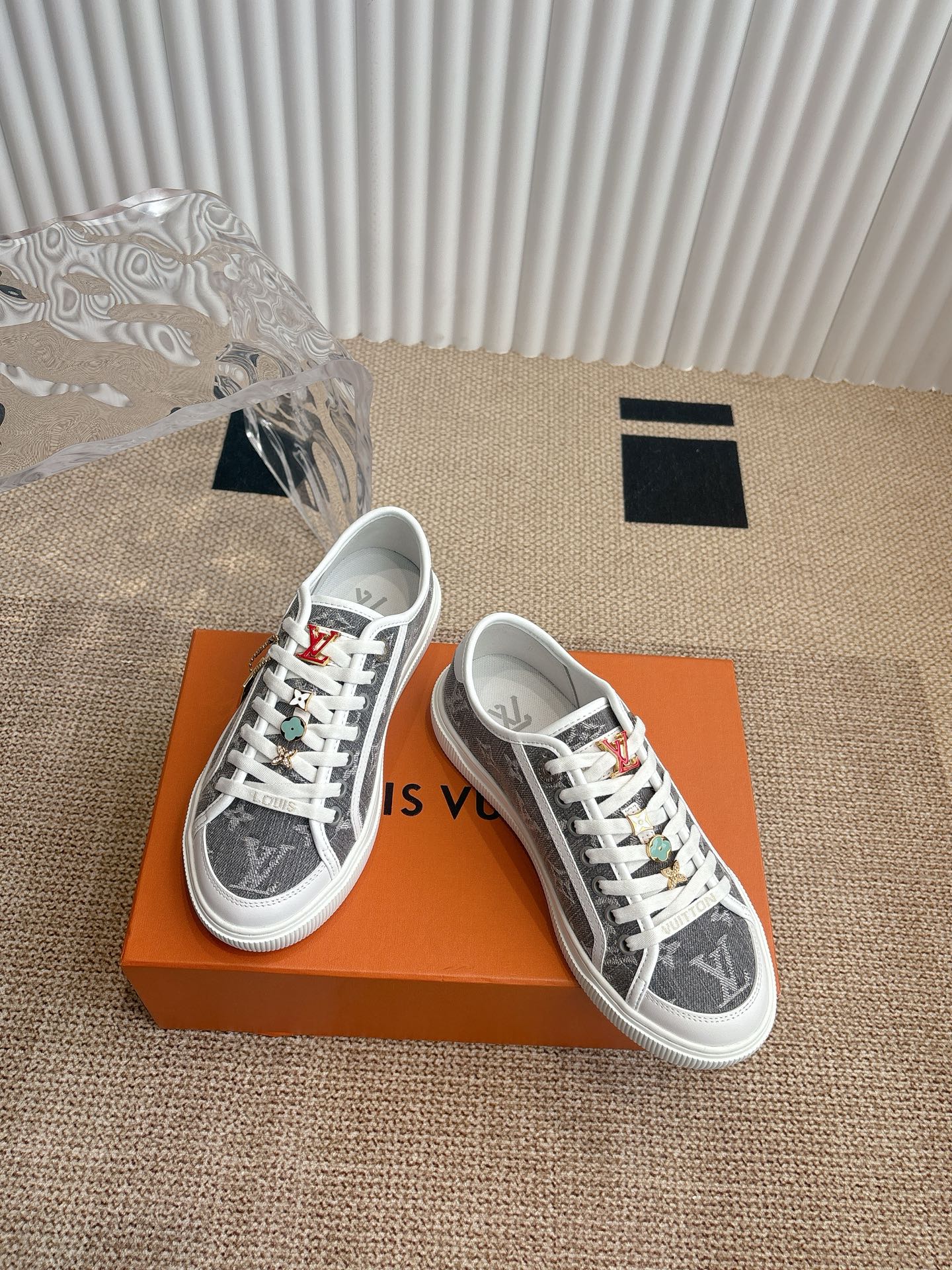 Louis Vuitton Grey Monogram Low-Top Sneakers