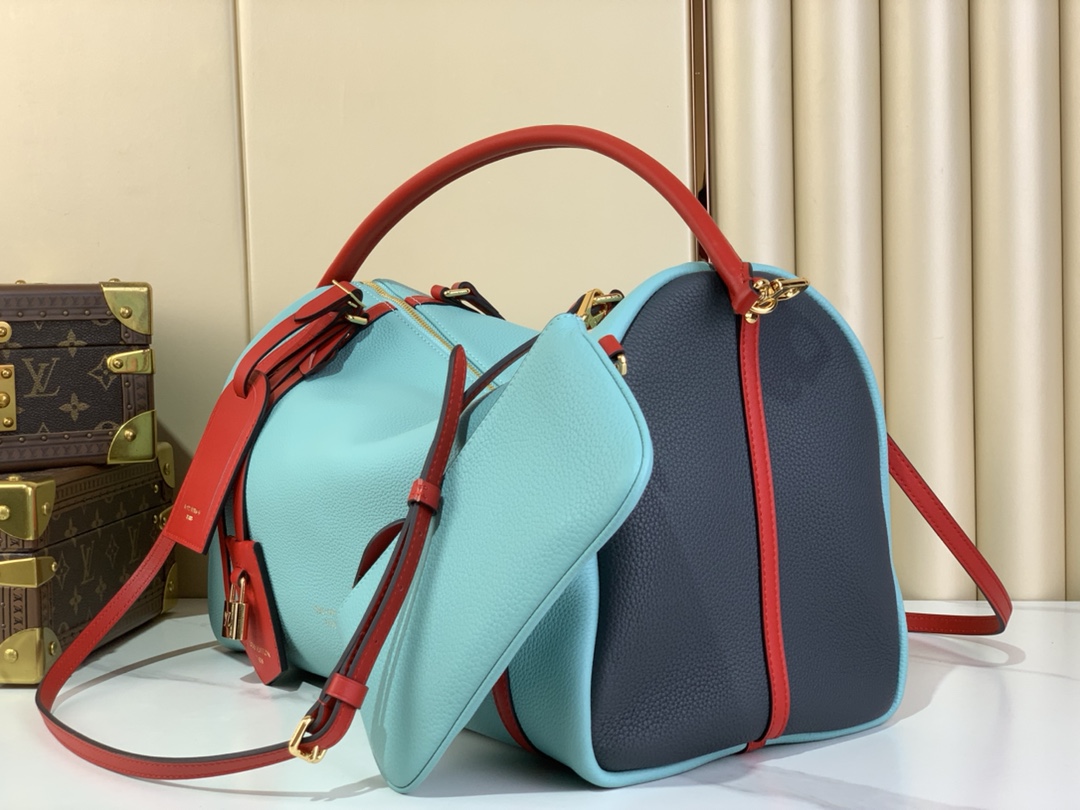 Louis Vuitton Handbag LV Soft Keepall Bag Burgundy M13668 Blue Size 40 cm