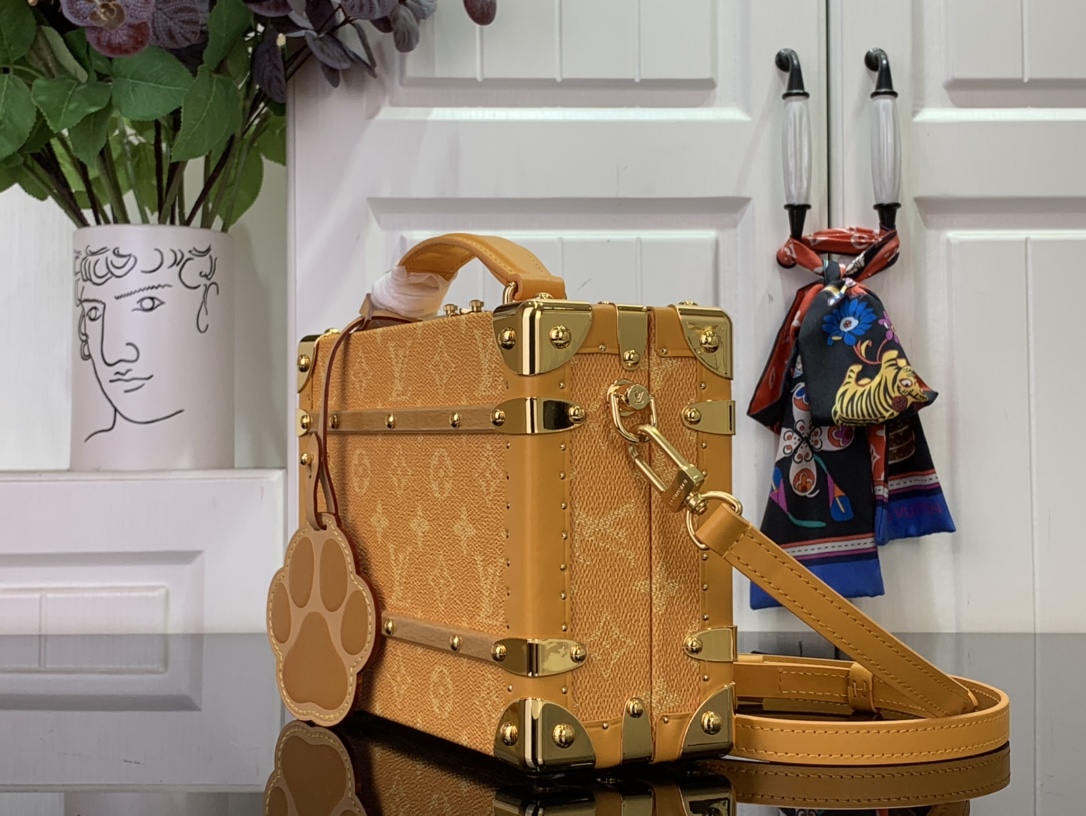 Louis Vuitton Handle Trunk Yellow in Coated Canvas with Gold