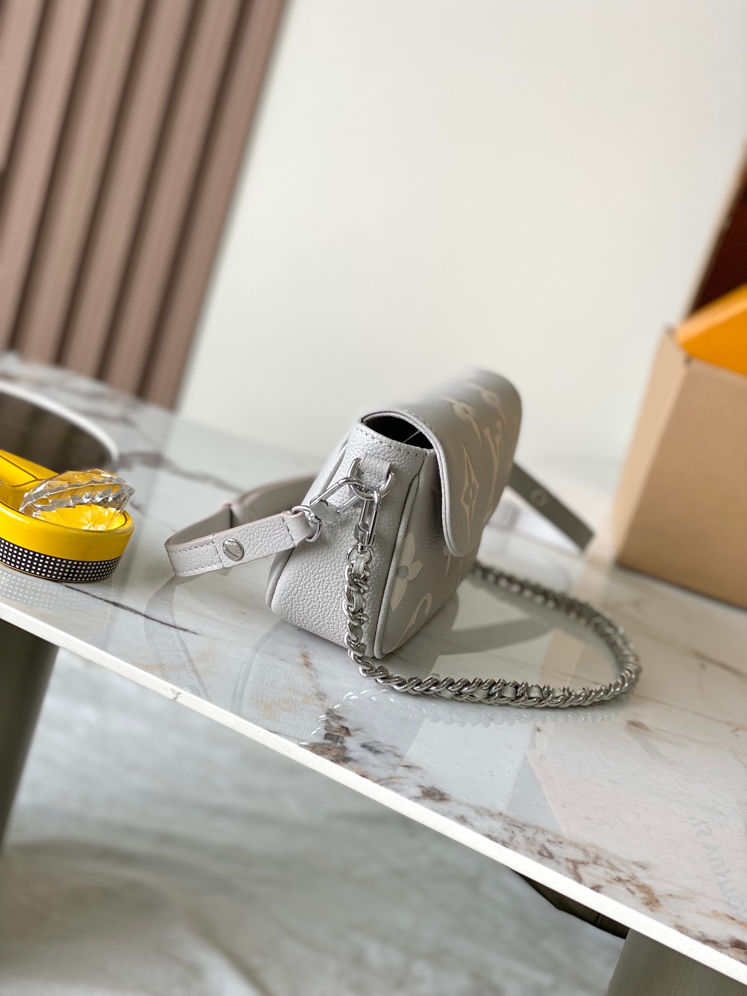 LOUIS VUITTON Ivy M82211 Monogram Empreinte Shoulder Bag Tourtrelle/Creme