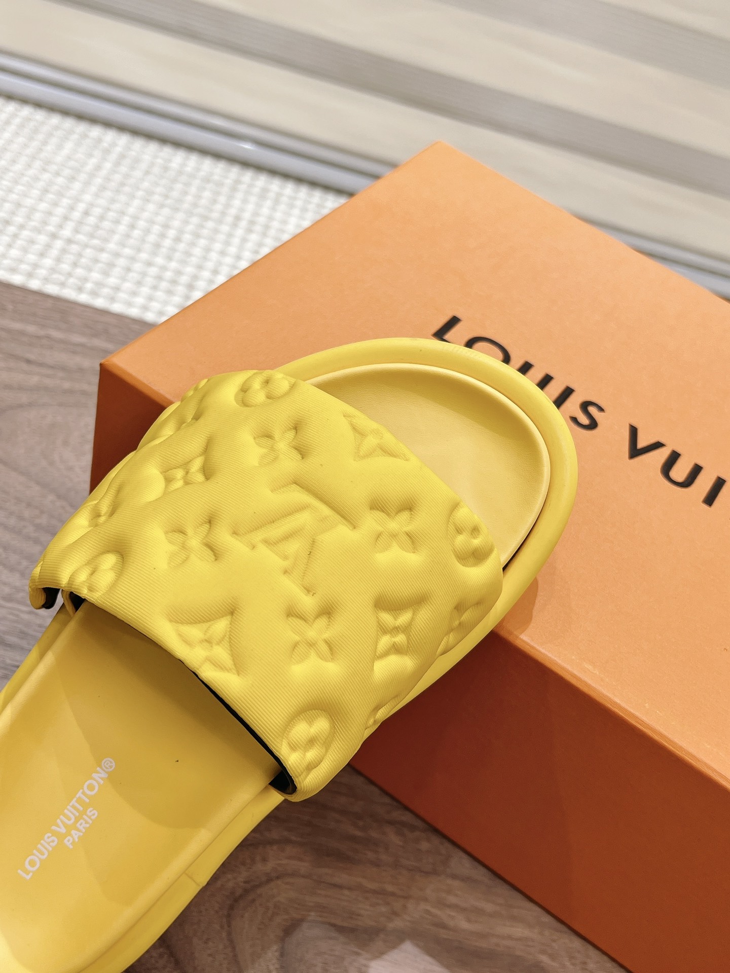 Louis Vuitton  Louis Vuitton Yellow Slides with Velcro Strap