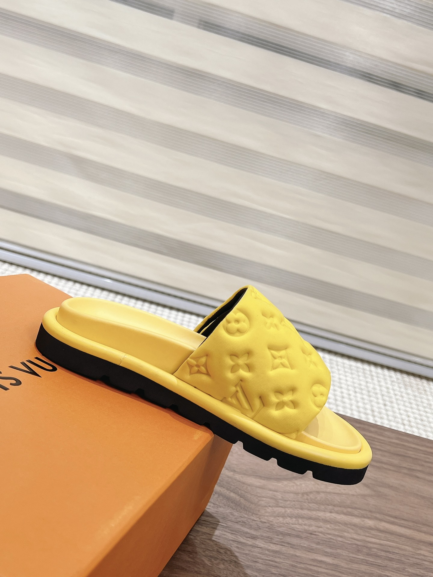 Louis Vuitton  Louis Vuitton Yellow Slides with Velcro Strap