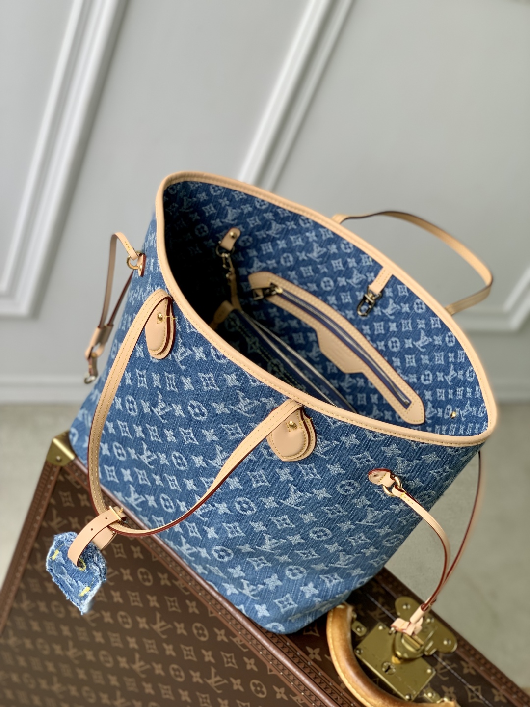 Louis Vuitton LV Denim Neverfull Shoulder Bag Handbag