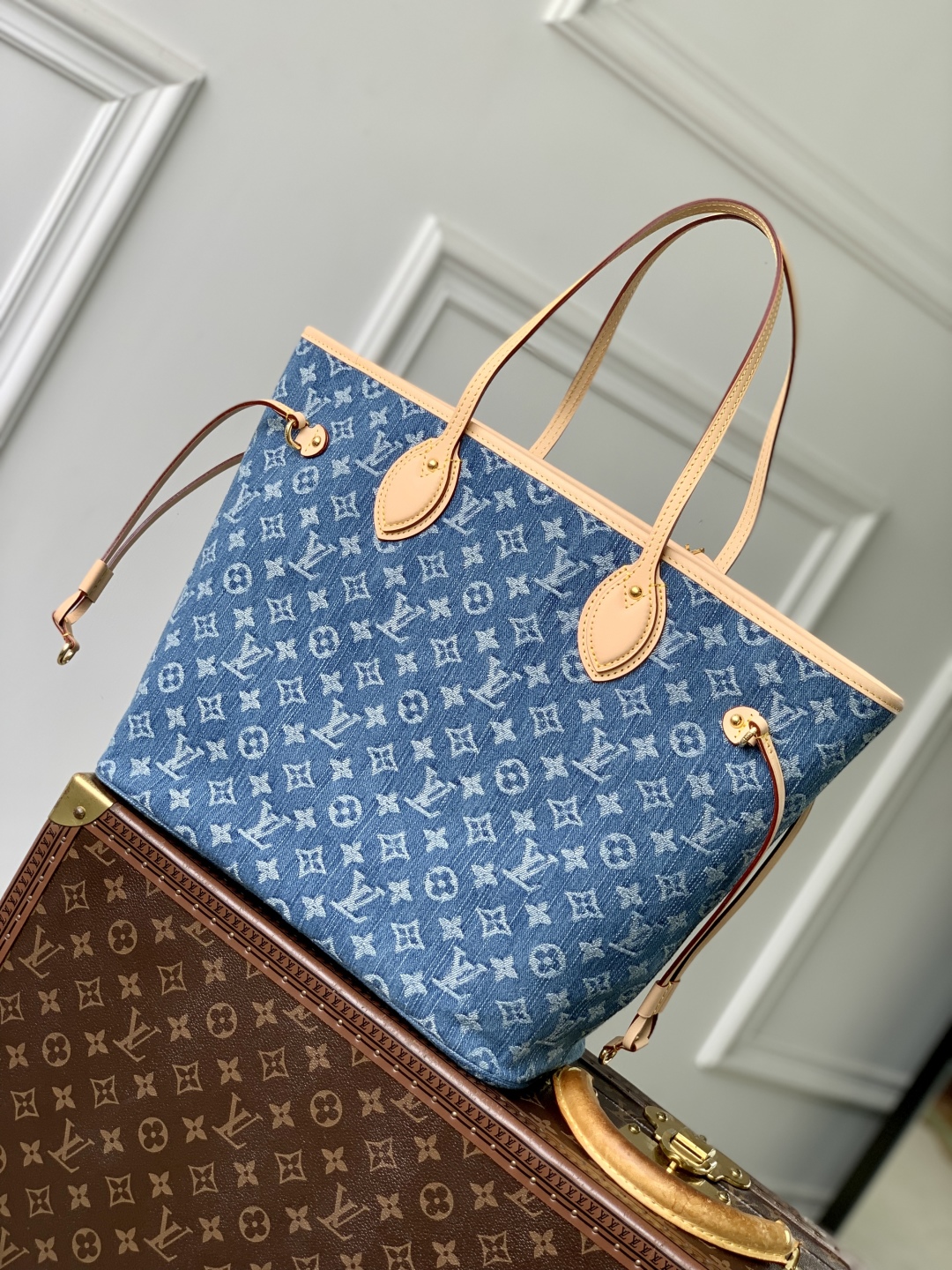 Louis Vuitton LV Denim Neverfull Shoulder Bag Handbag