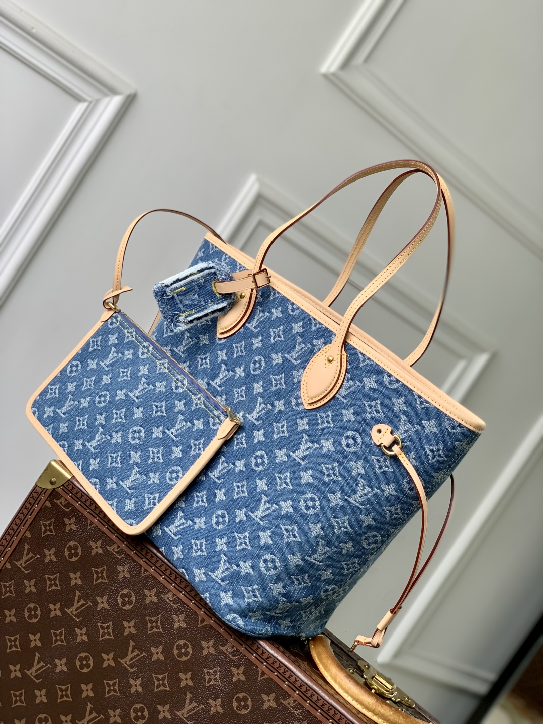 Louis Vuitton LV Denim Neverfull Shoulder Bag Handbag