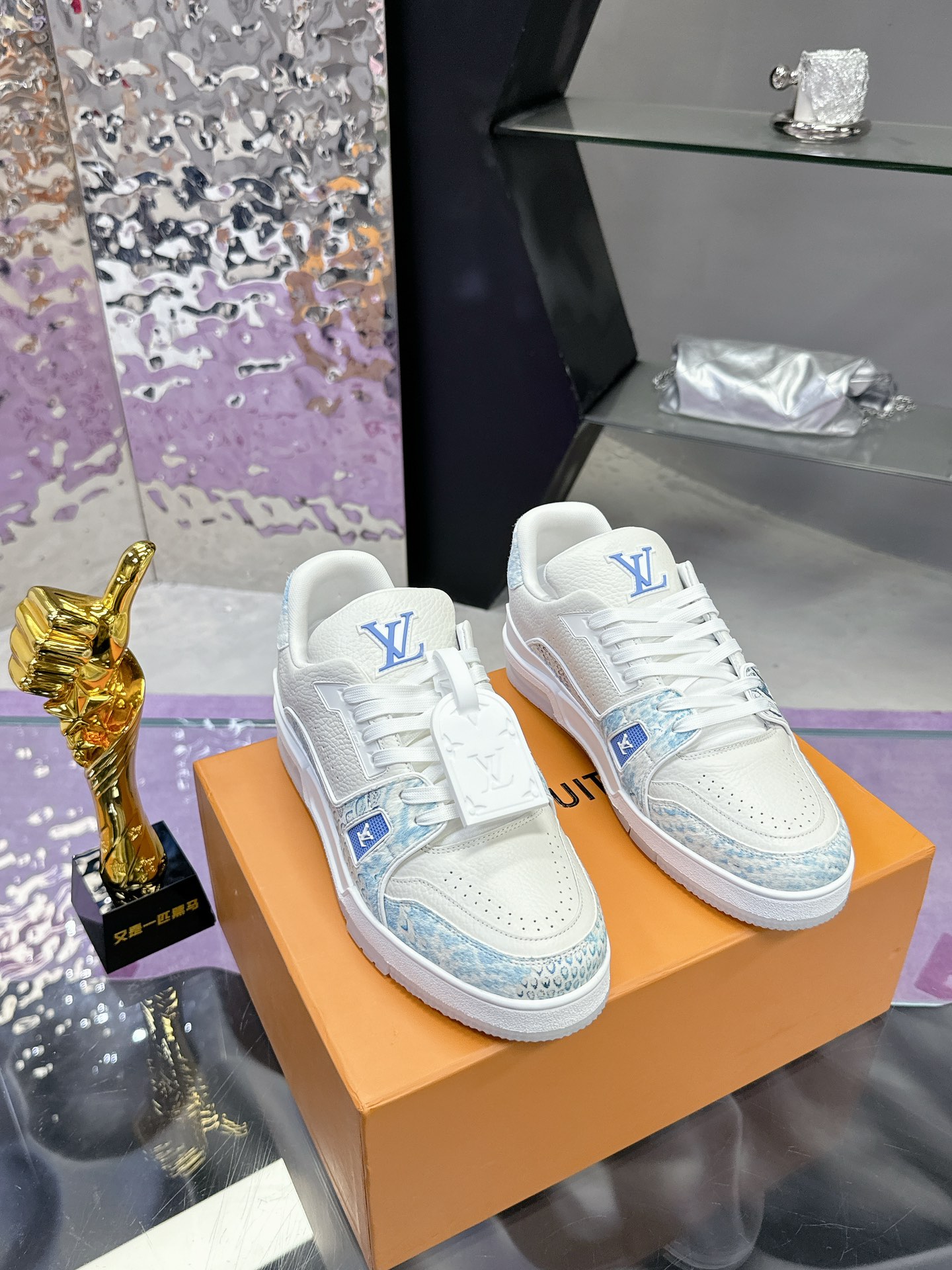 Louis Vuitton LV Trainer Blue Monogram Gradient Sneakers â€“ Menâ€™s Casual Shoes