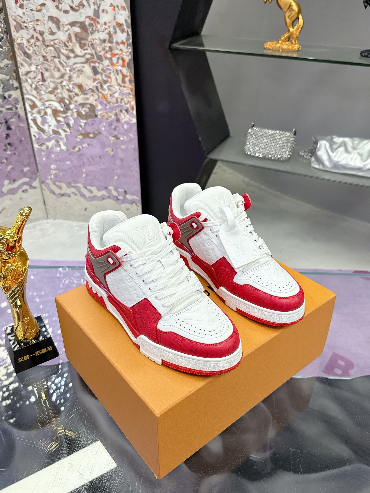 Louis Vuitton LV Trainer Red White Leather Sneakers