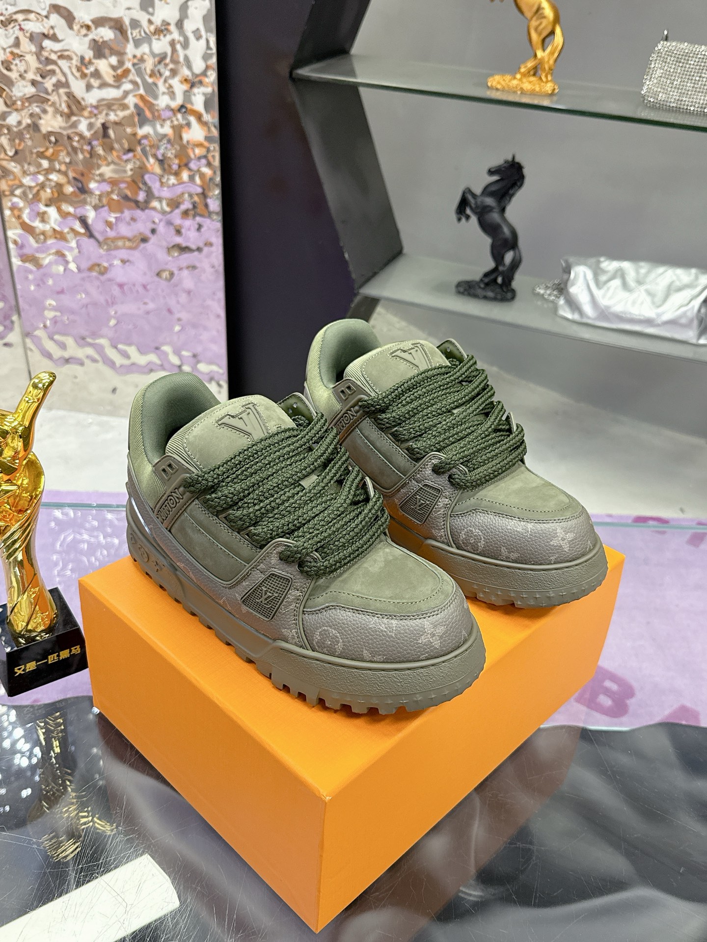 Louis Vuitton LV Trainer Sneaker in Khaki Green