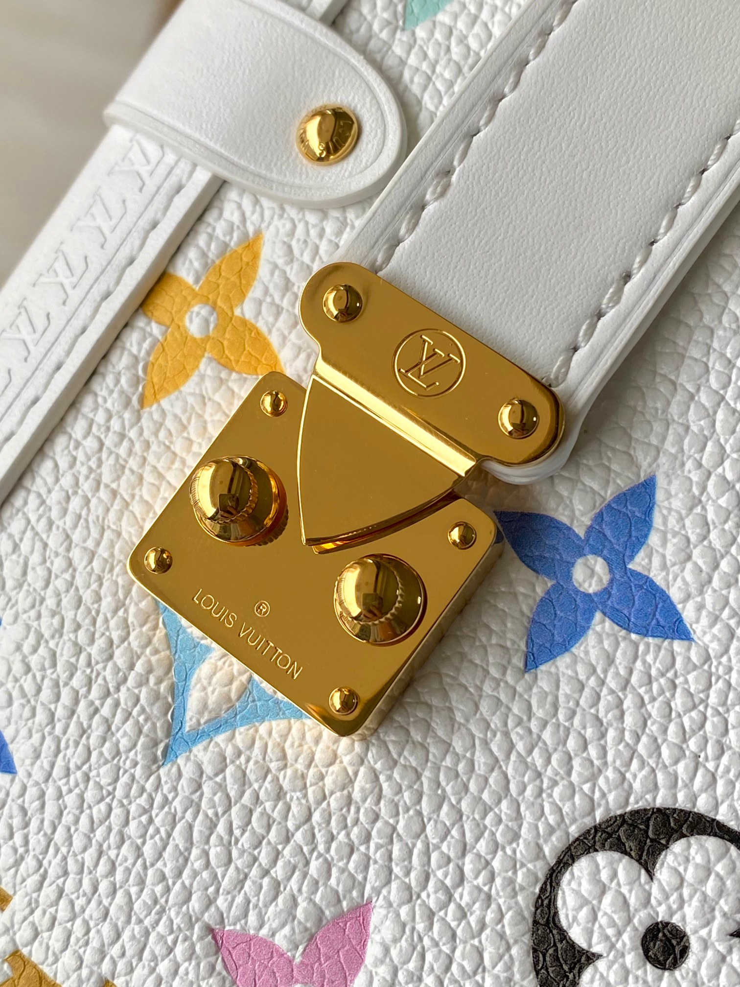 Louis Vuitton  LV x TM Cowhide Monogram Multicolor Side Trunk MM White