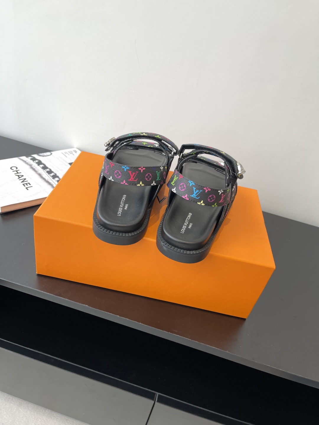 Louis Vuitton  LV X TM Monogram Multicolor Sunset Flat Sandals Black Sold Out
