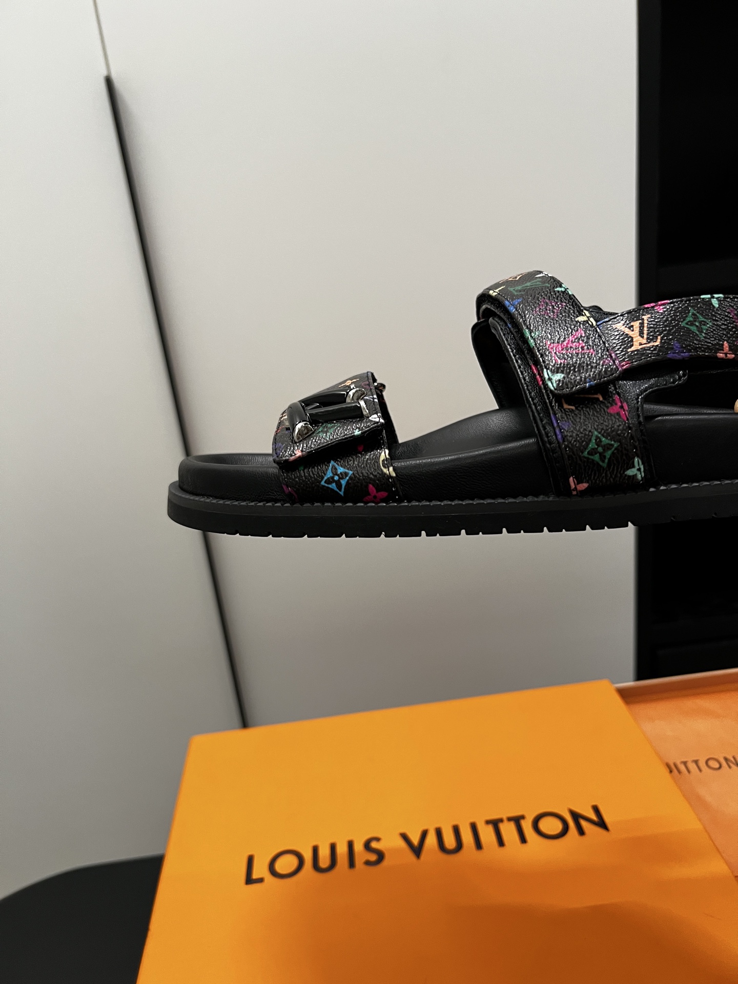 Louis Vuitton  LV X TM Monogram Multicolor Sunset Flat Sandals  Black Sold Out