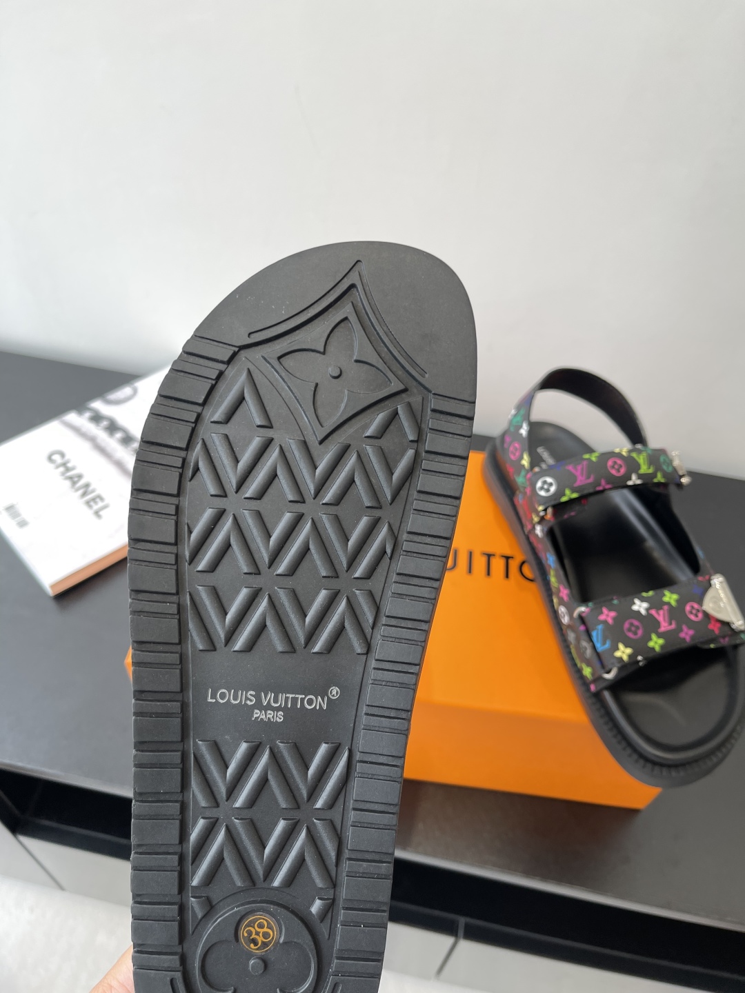 Louis Vuitton  LV X TM Monogram Multicolor Sunset Flat Sandals Black Sold Out