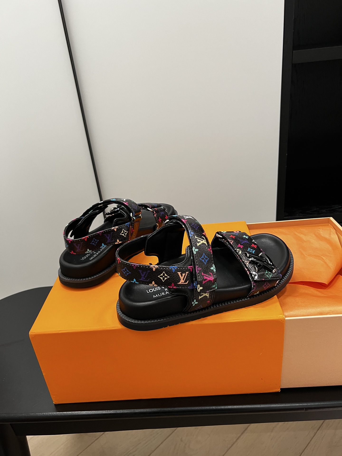 Louis Vuitton  LV X TM Monogram Multicolor Sunset Flat Sandals  Black Sold Out