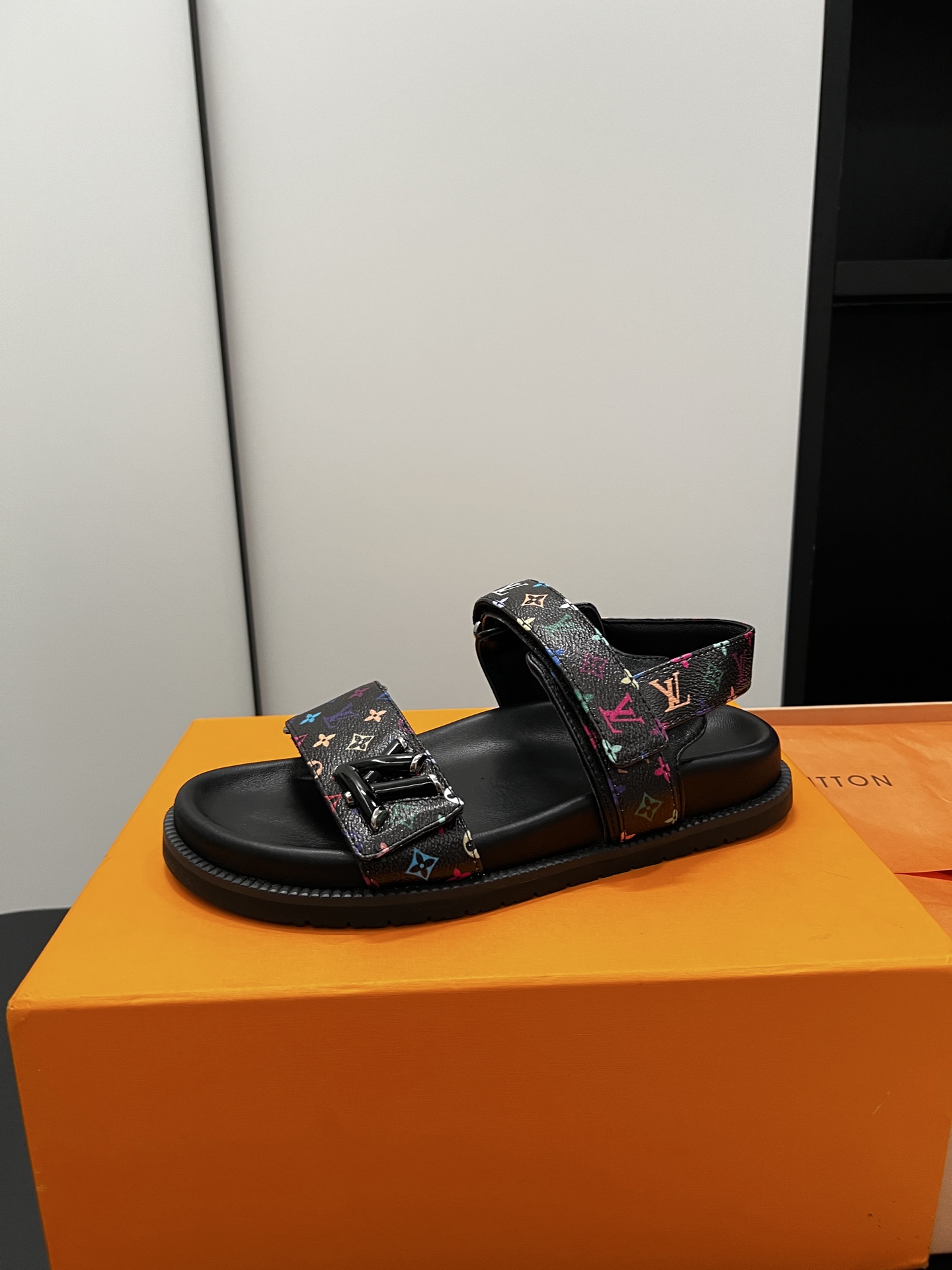 Louis Vuitton  LV X TM Monogram Multicolor Sunset Flat Sandals  Black Sold Out