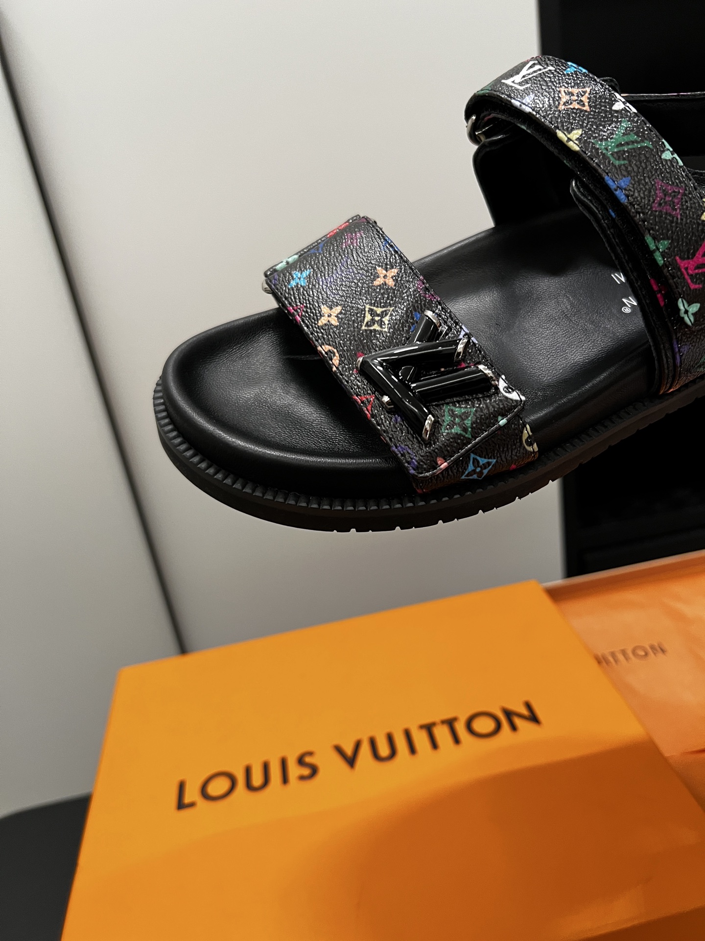 Louis Vuitton  LV X TM Monogram Multicolor Sunset Flat Sandals  Black Sold Out