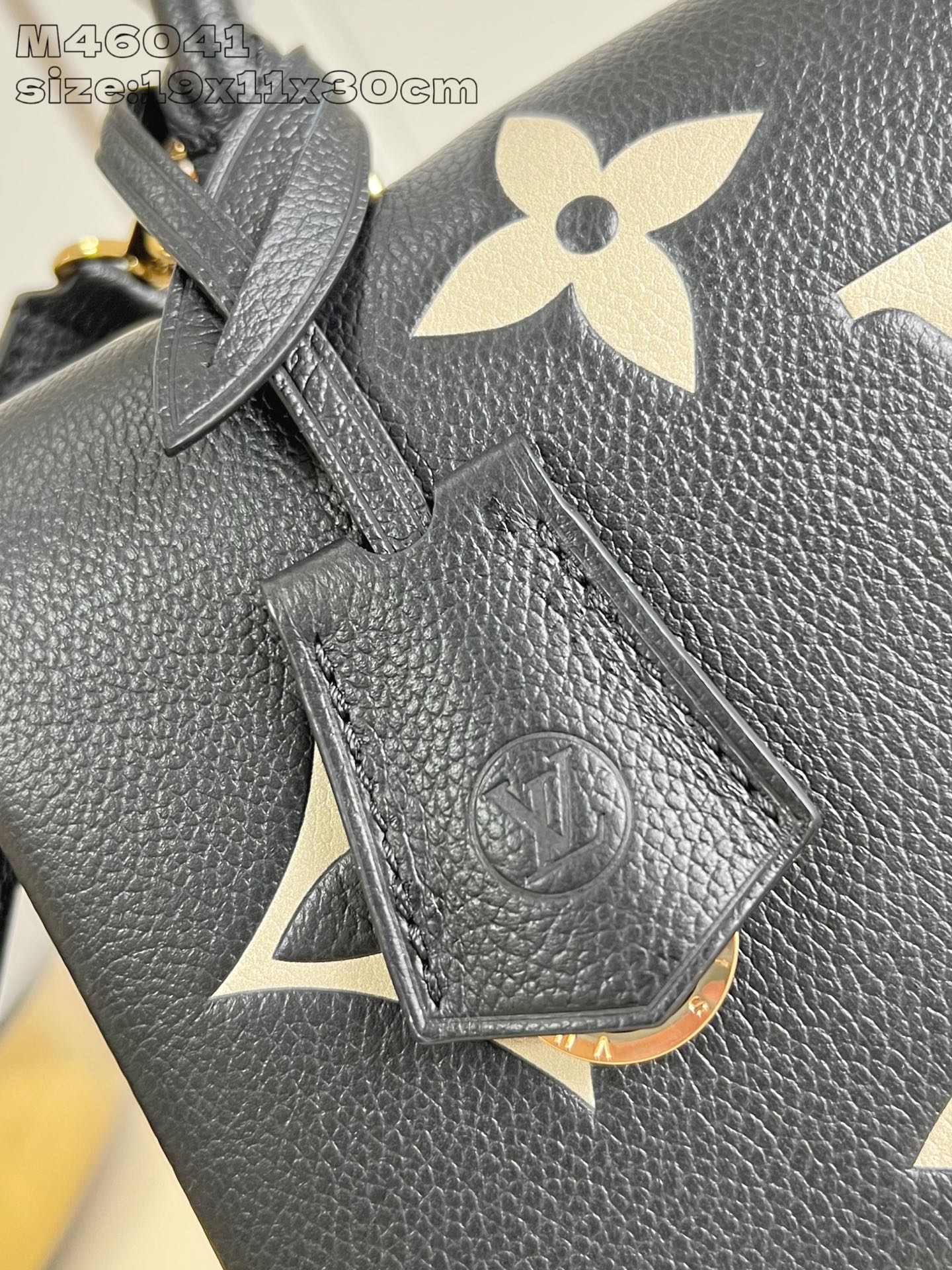 LOUIS VUITTON Madeleine BB Bag Bicolor Monogram Empreinte Leather Black