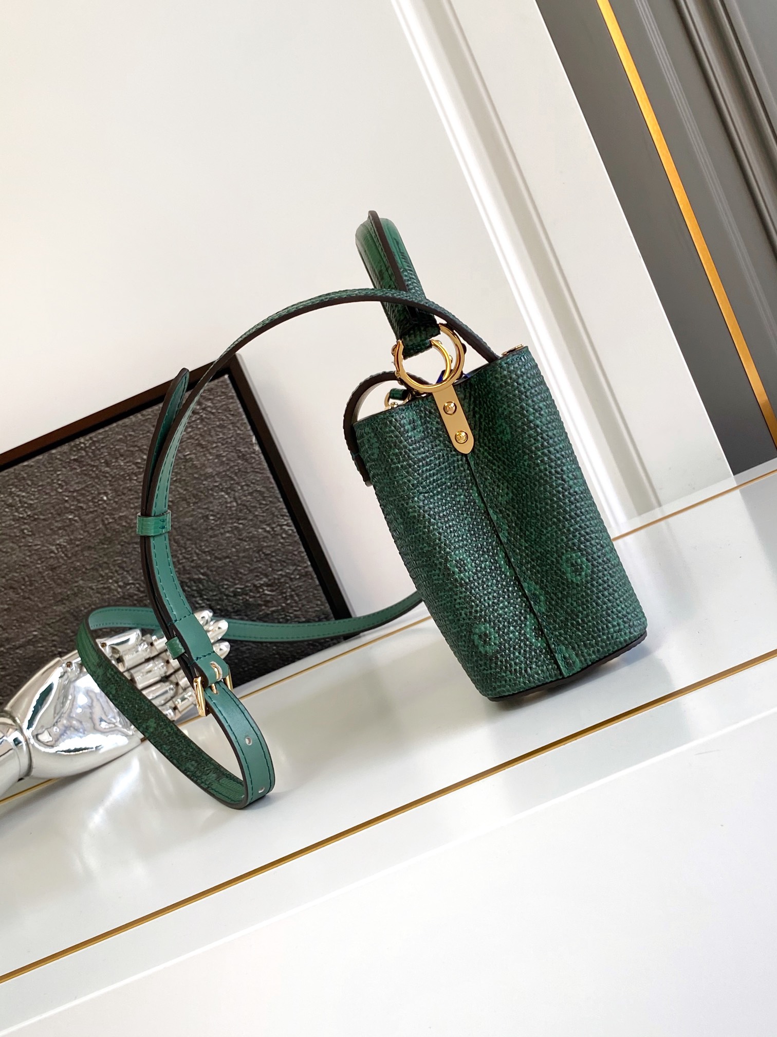 Louis Vuitton Mini Capucine Aquamarine Crocodile Gold