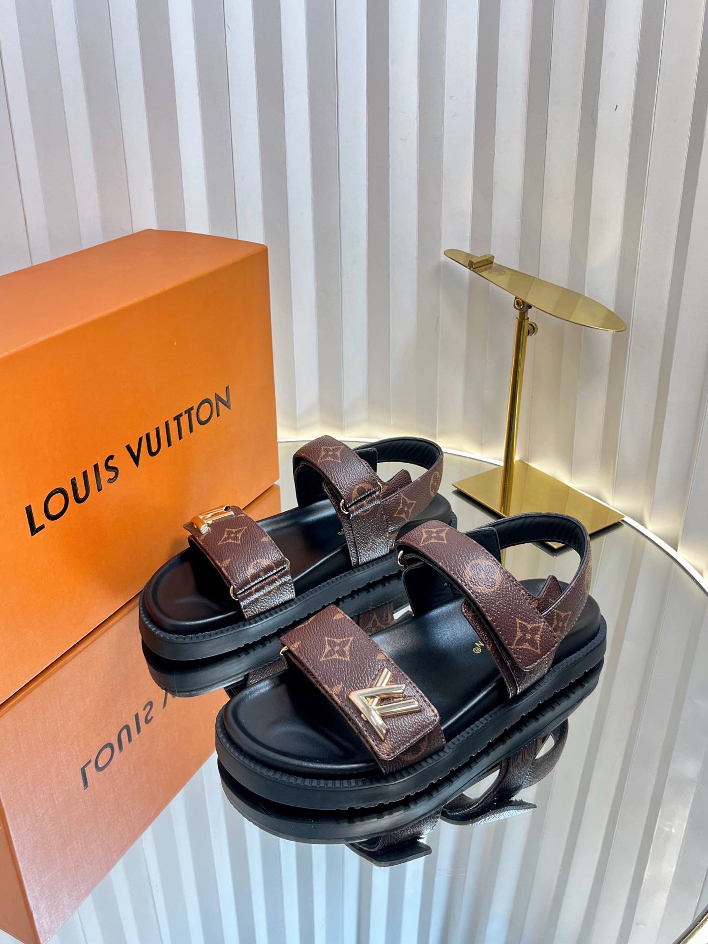Louis Vuitton Monogram Brown Platform Sandals