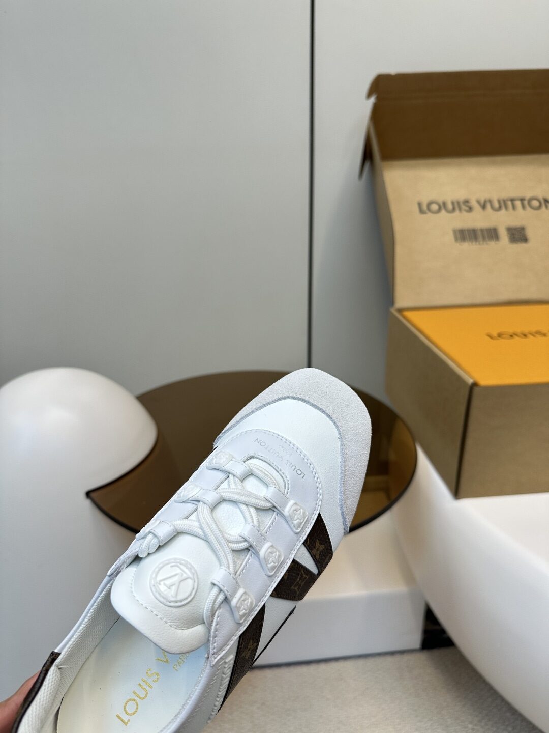 Louis Vuitton  Monogram Calfskin Womens LV Sneakerina 38 White Sold Out
