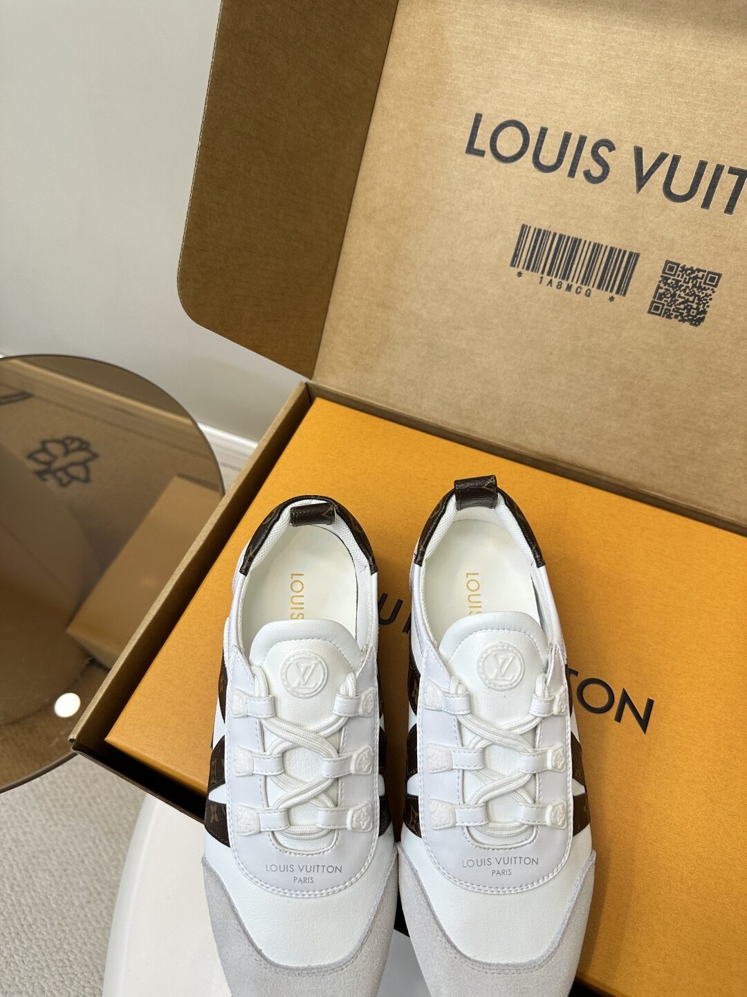 Louis Vuitton  Monogram Calfskin Womens LV Sneakerina 38 White Sold Out