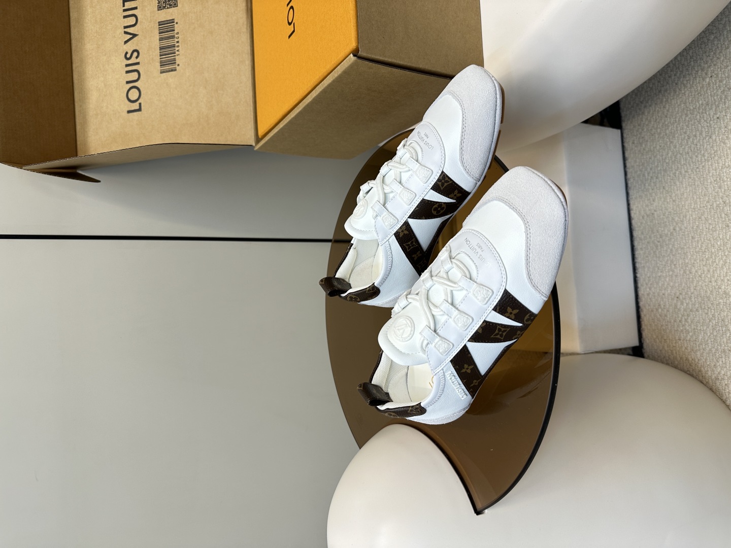 Louis Vuitton  Monogram Calfskin Womens LV Sneakerina 38 White Sold Out