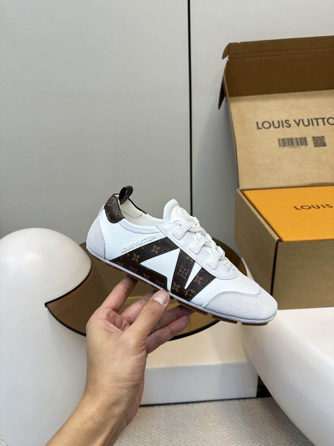 Louis Vuitton  Monogram Calfskin Womens LV Sneakerina 38 White Sold Out