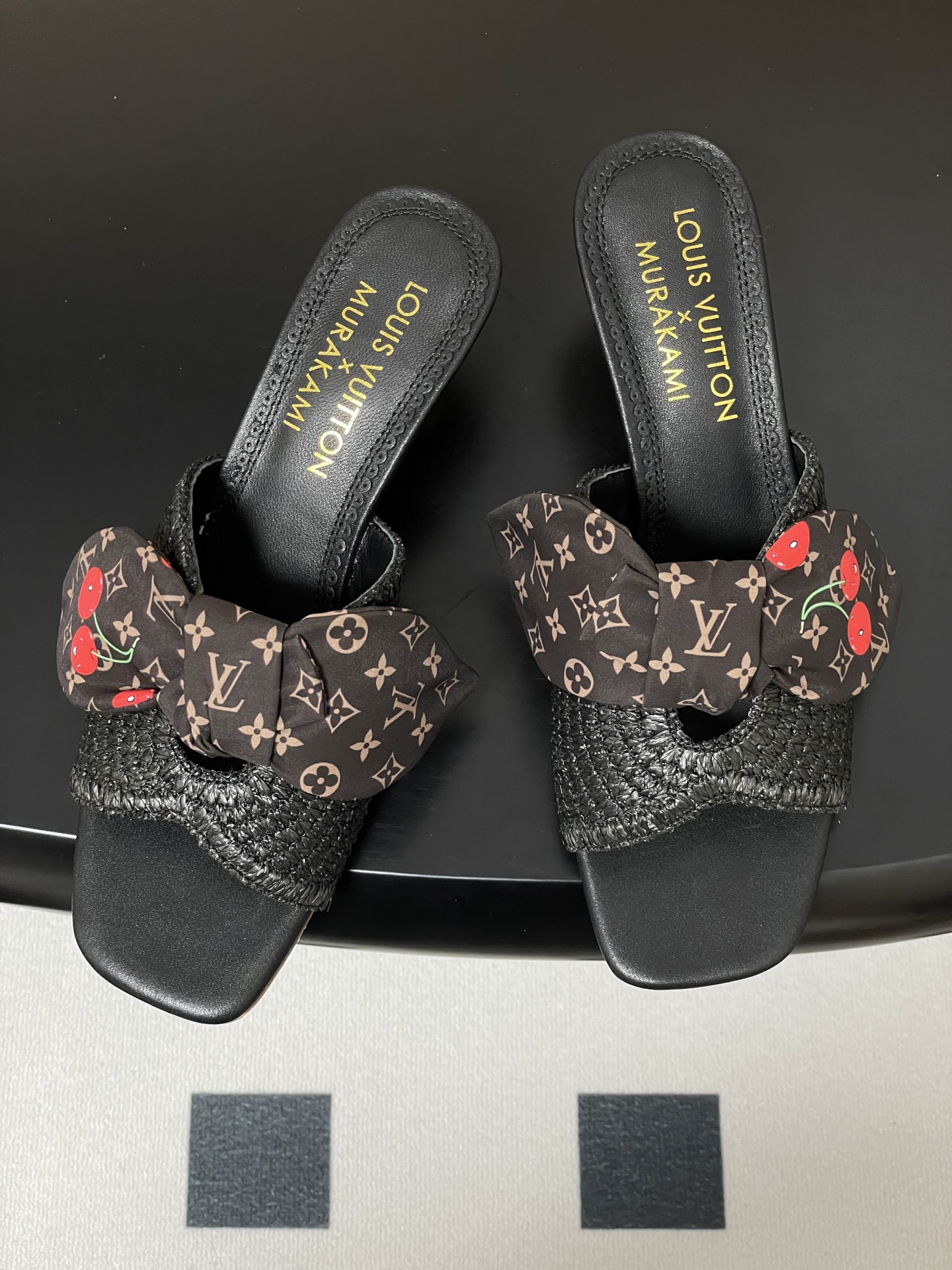 Louis Vuitton Monogram Cherry Bow Heeled Mules