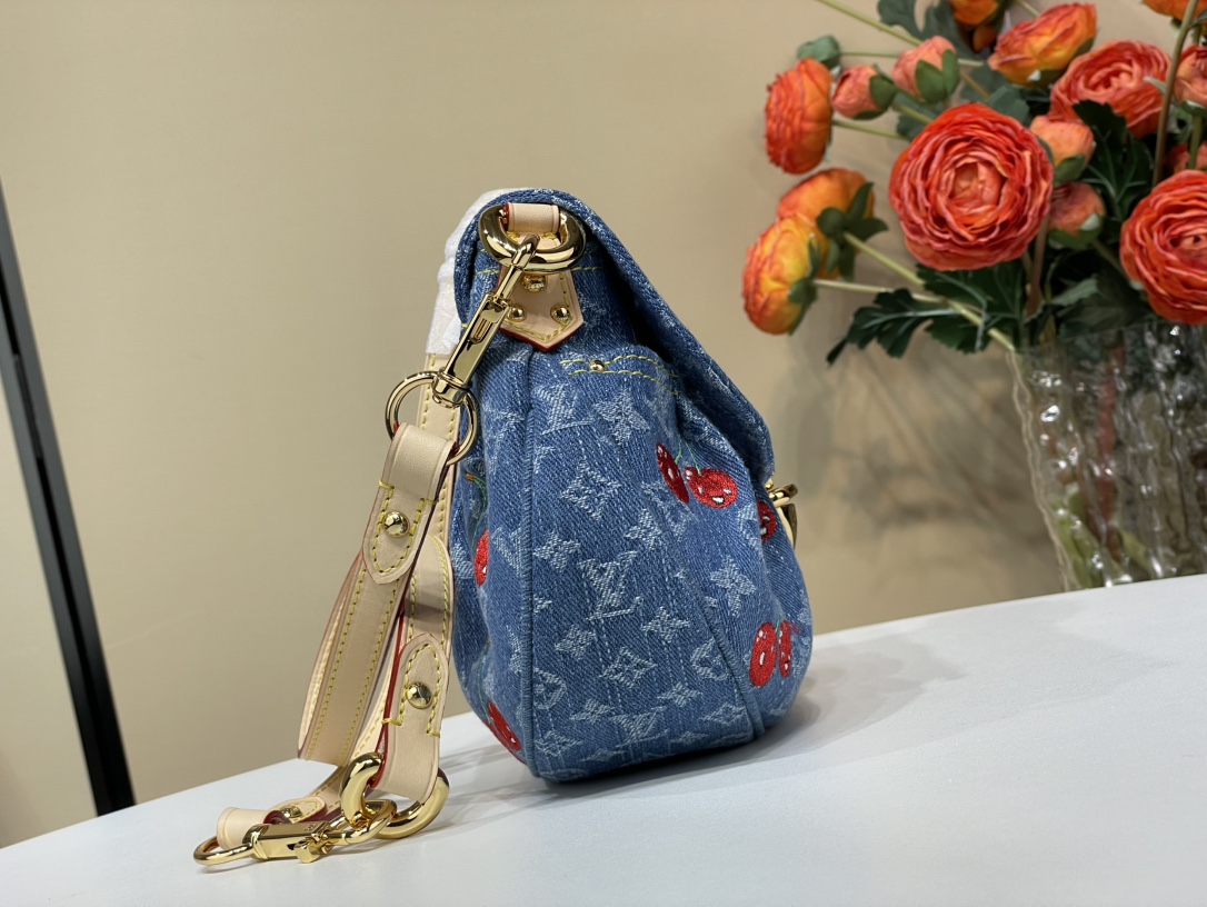 LOUIS VUITTON Monogram Cherry Denim “Sunset” Women's Handbag