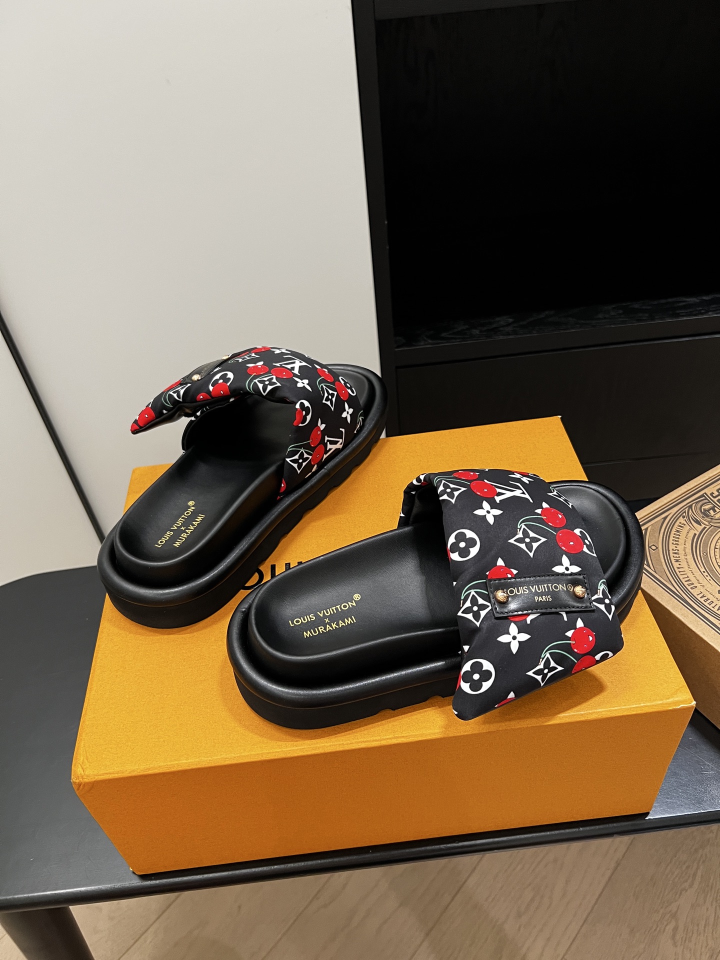 Louis Vuitton Monogram Cherry Print Slide Sandals for Women