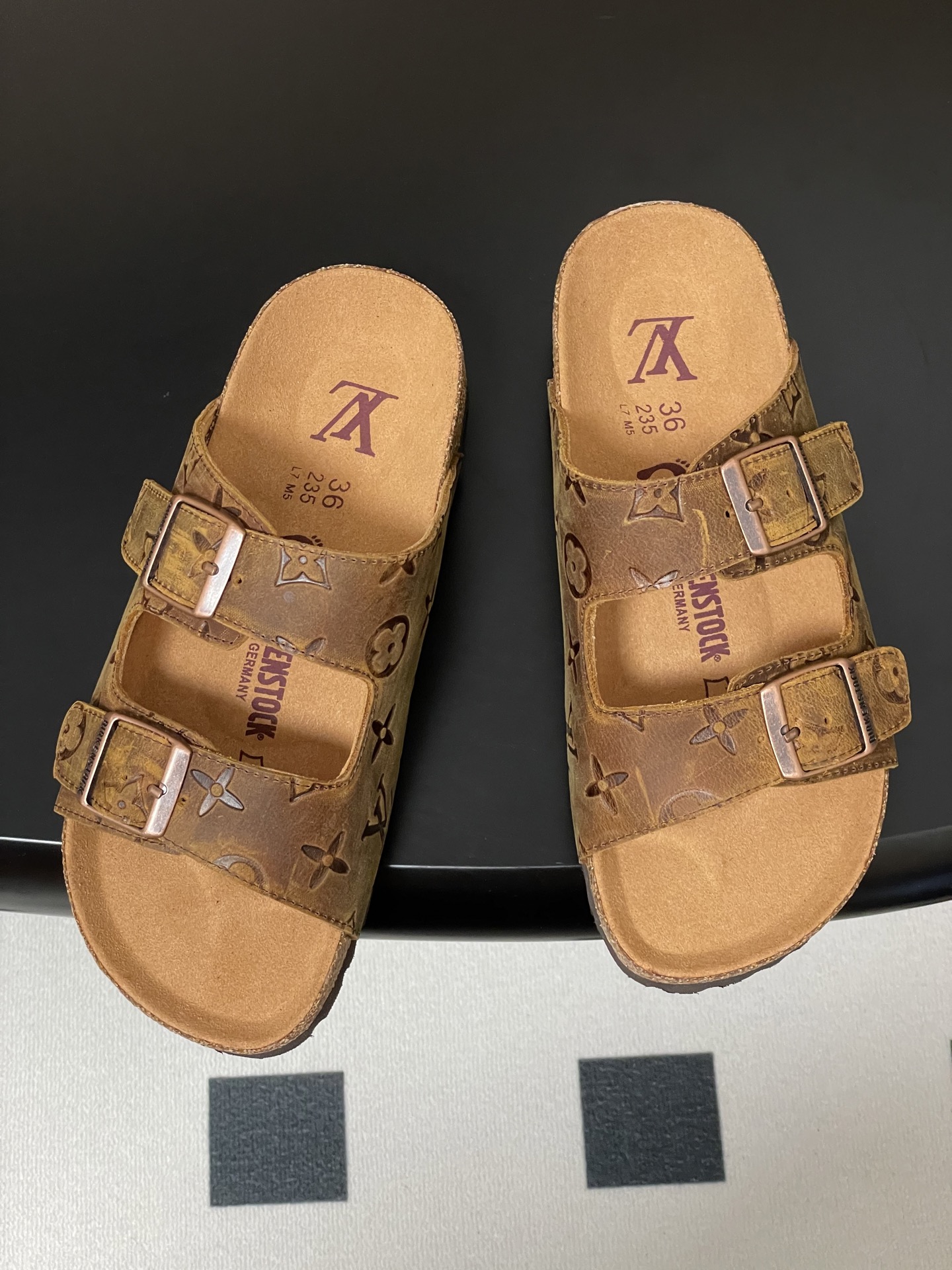 Louis Vuitton Monogram Cork Slide Sandals Brown