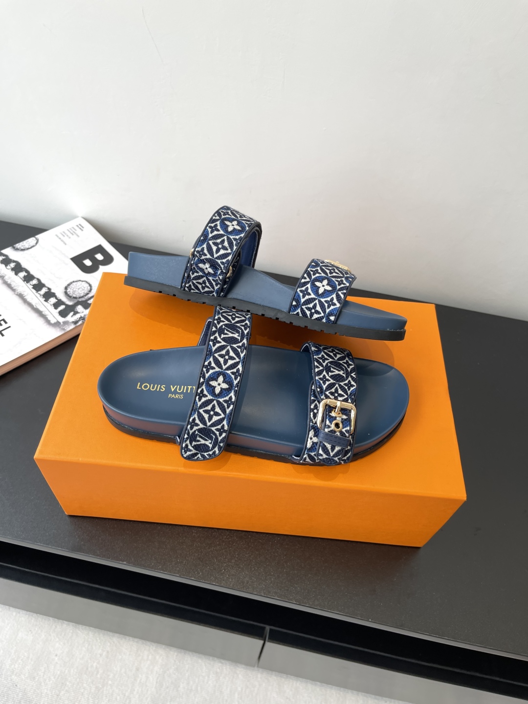 Louis Vuitton  Monogram Denim Bom Dia Flat Comfort Mule  Blue