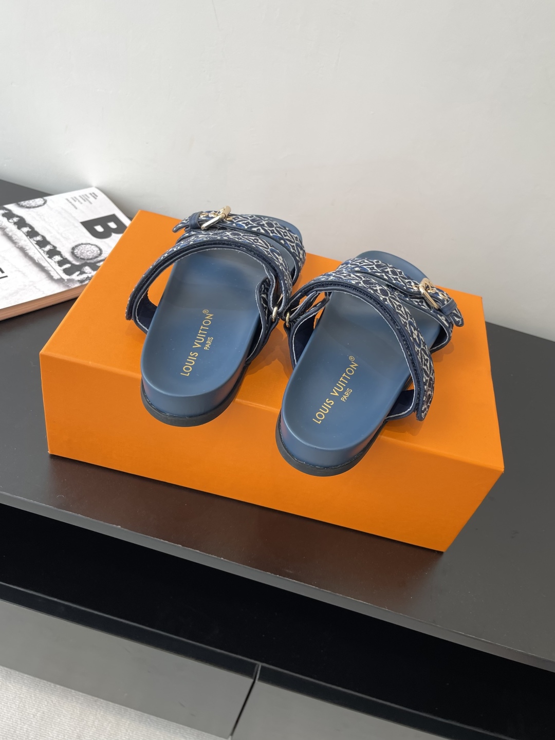 Louis Vuitton  Monogram Denim Bom Dia Flat Comfort Mule  Blue