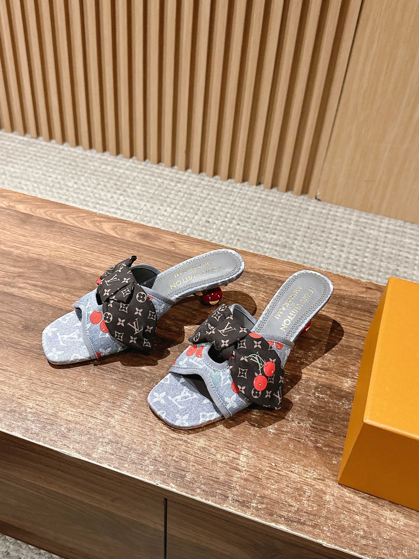 Louis Vuitton Monogram Denim Bow Slide Sandals