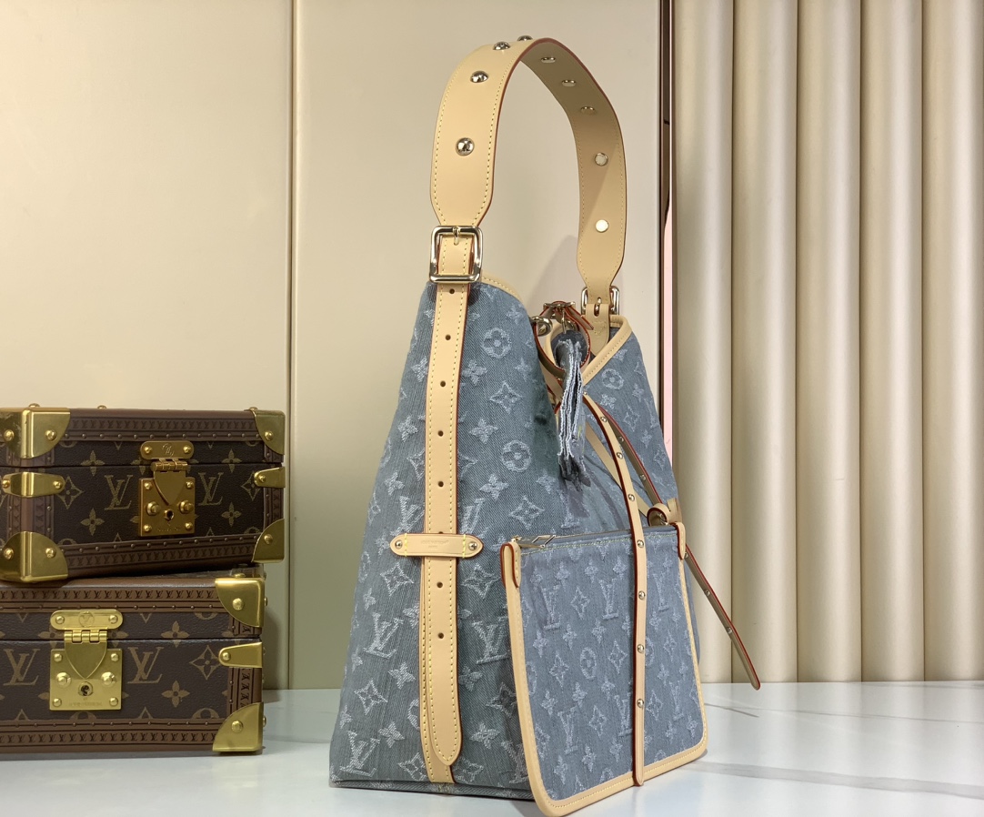 LOUIS VUITTON Monogram Denim CarryAll MM Blue 13831