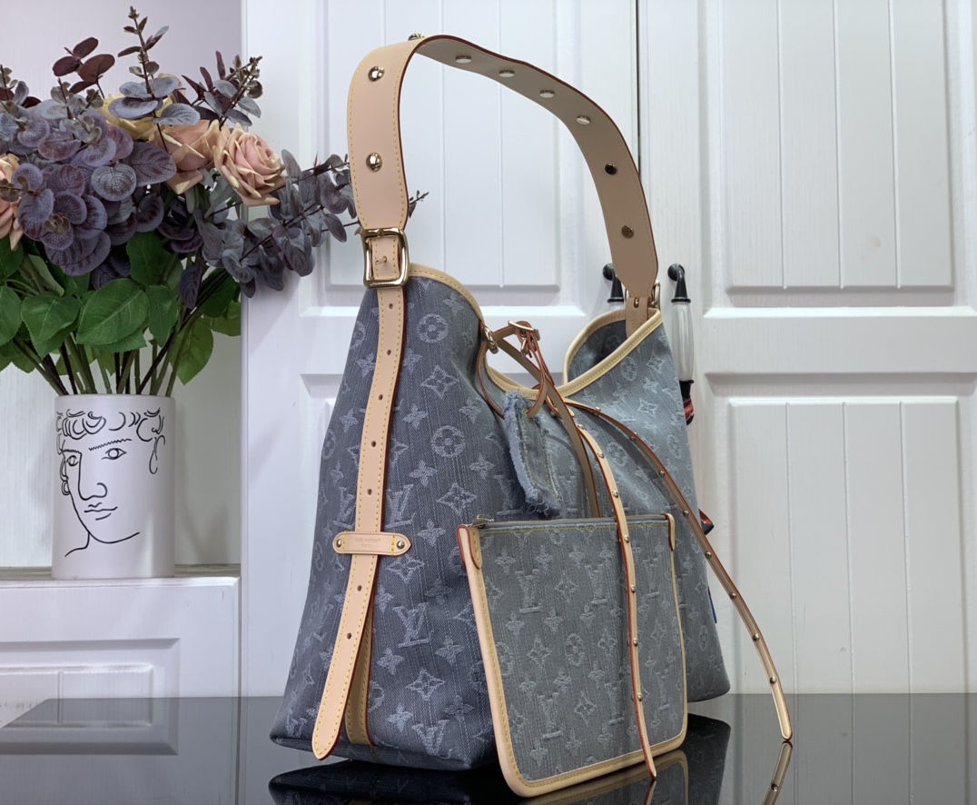 LOUIS VUITTON Monogram Denim CarryAll MM Blue