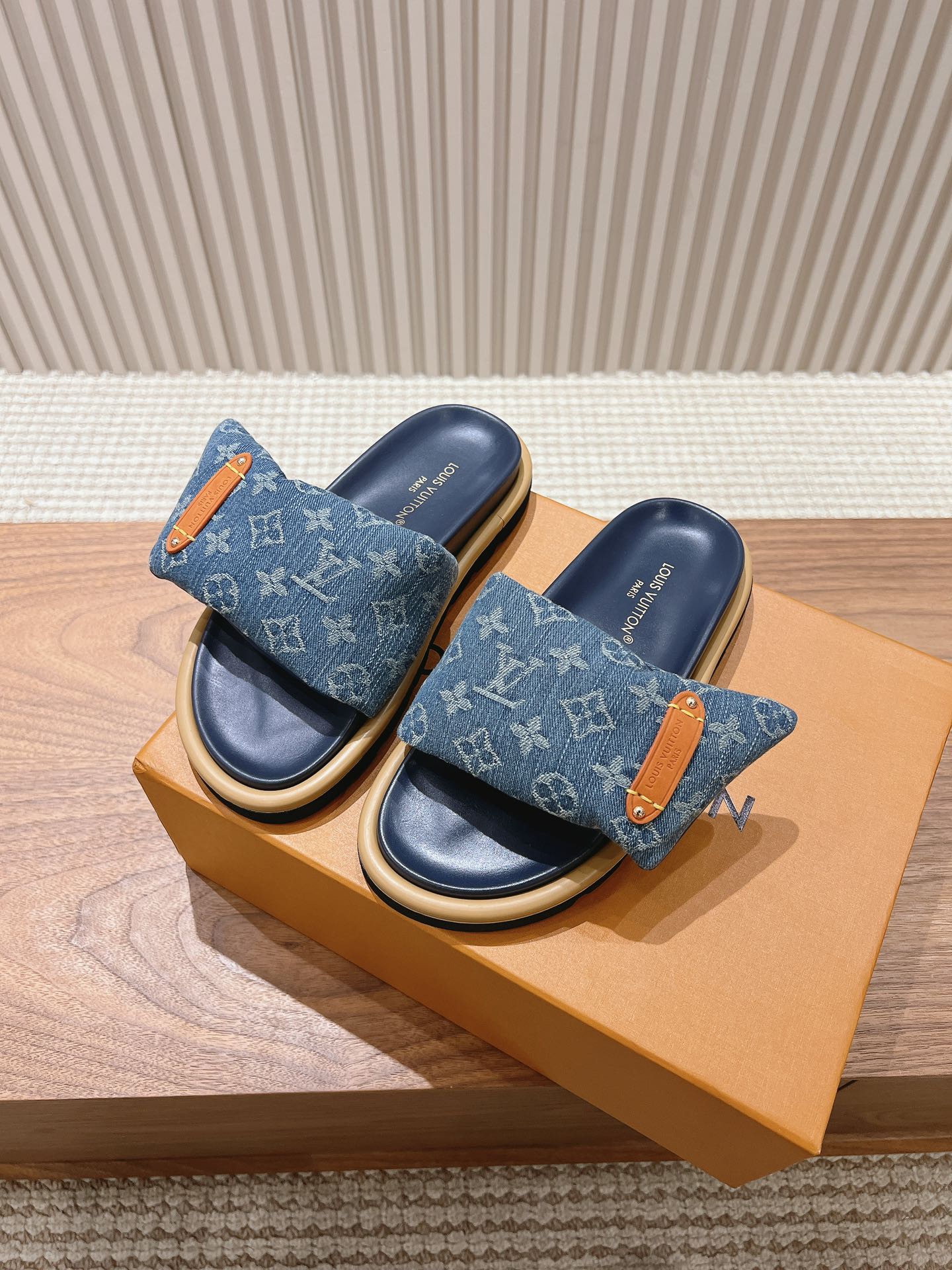 Louis Vuitton  Monogram Denim LV Pool Pillow Flat Comfort Mule  Blue Sold Out