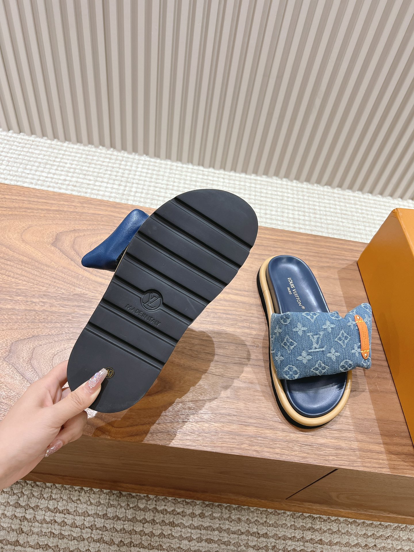 Louis Vuitton  Monogram Denim LV Pool Pillow Flat Comfort Mule  Blue Sold Out