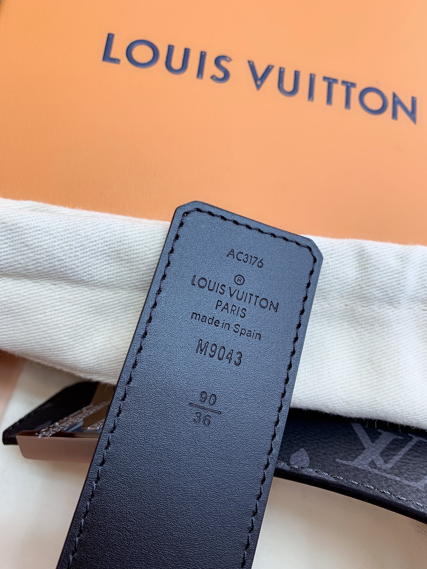 Louis Vuitton Monogram Eclipse Leather Belt with Silver LV Buckle Black