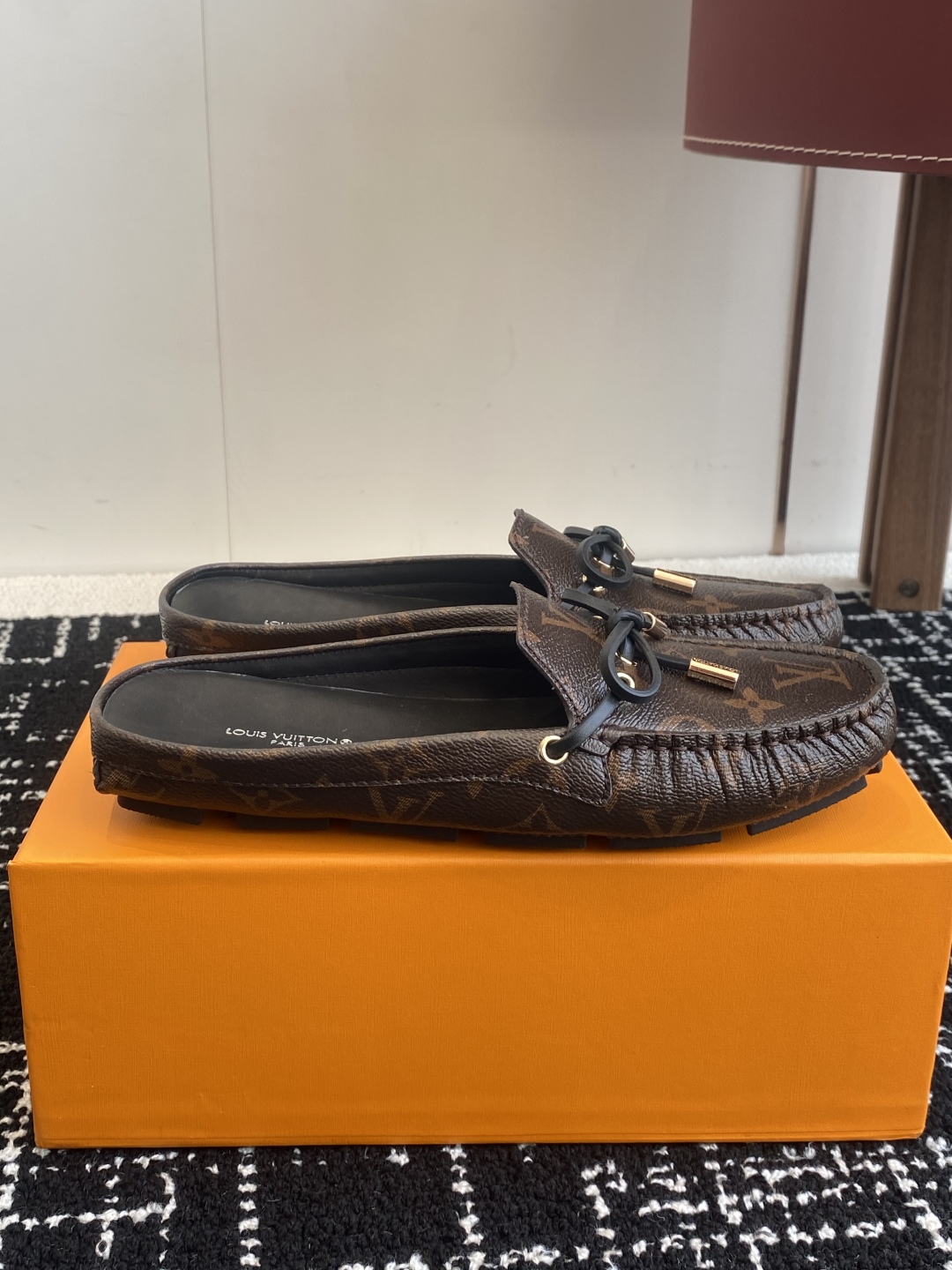 Louis Vuitton Monogram Embossed Leather Driver Loafers Brown