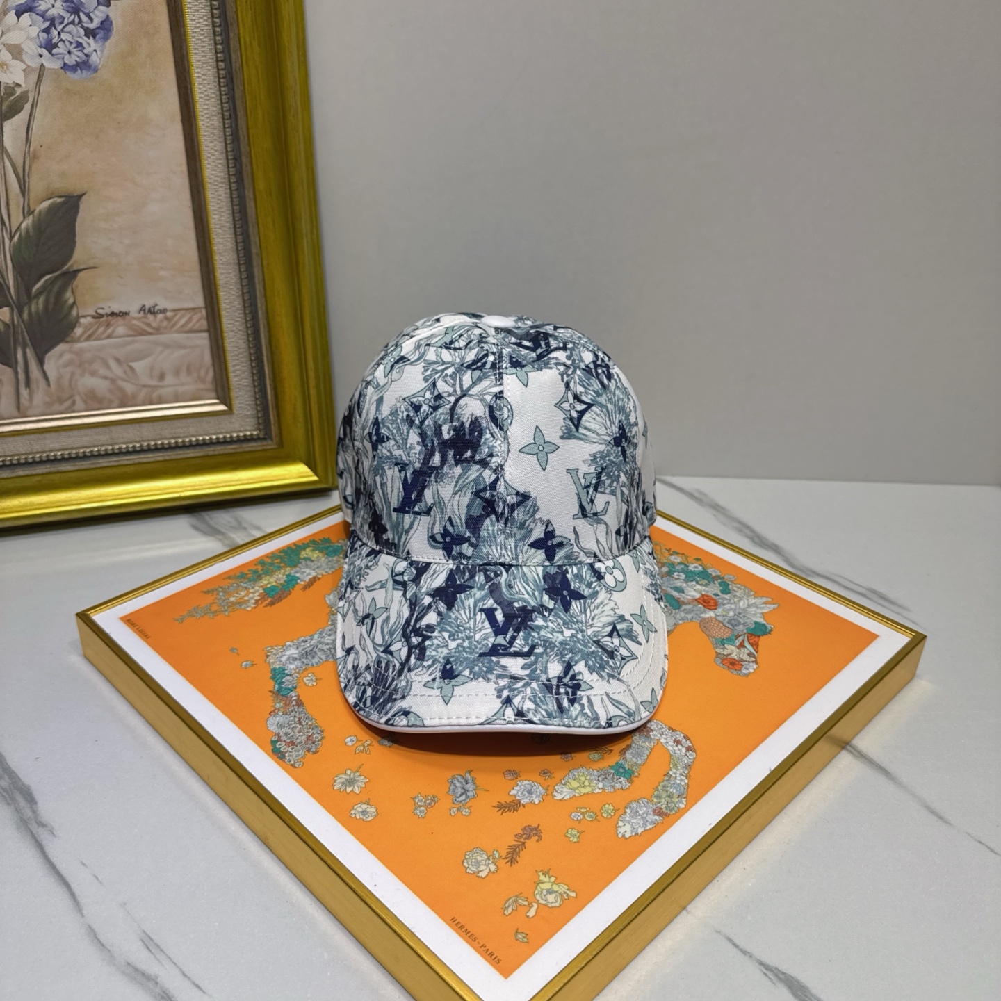 white Louis Vuitton Blue Monogram Cap - Louis Vuitton White Blue